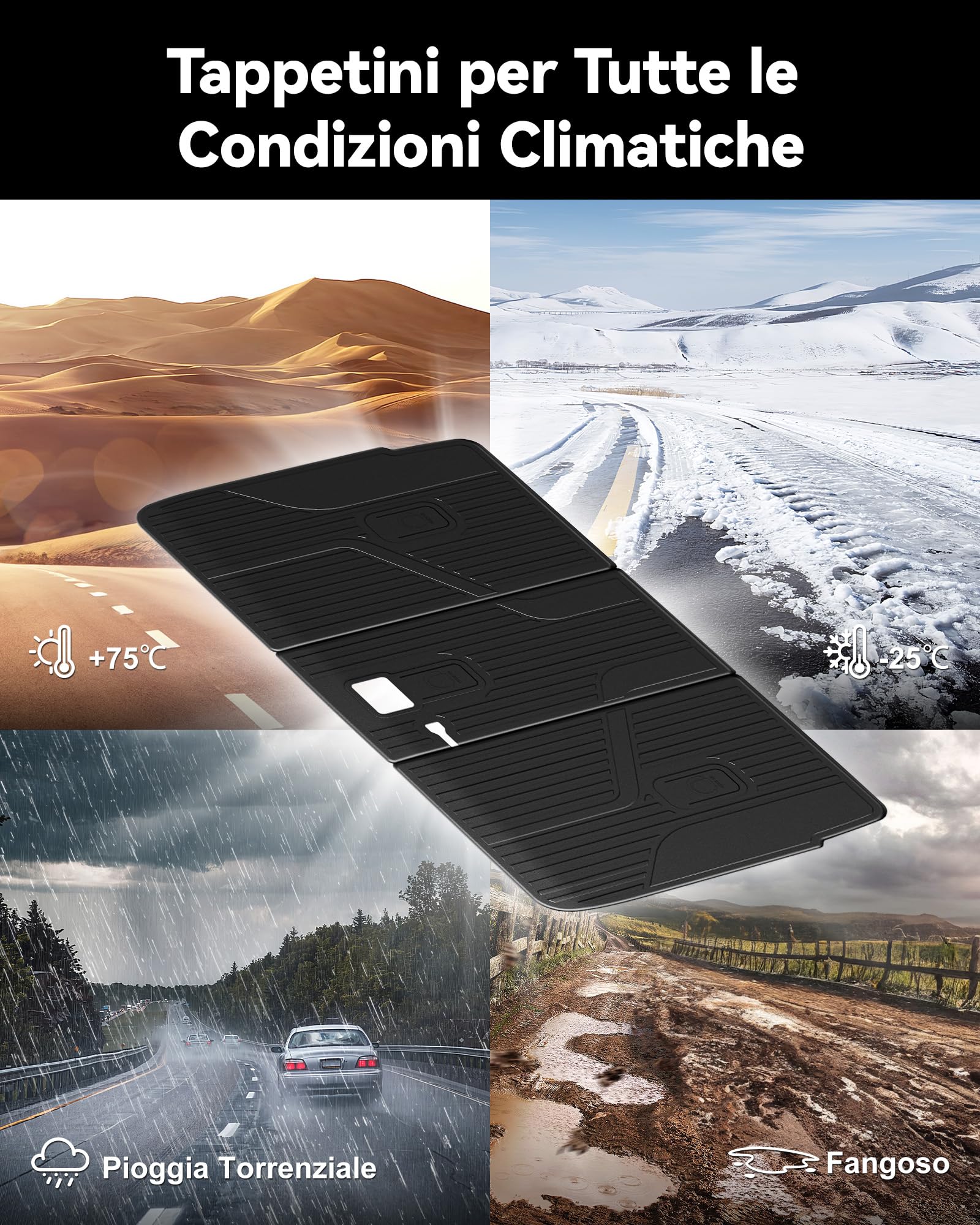 3W Tesla Model Y 2020-2024 Tappetini per Sedili Posteriori, Tappetino Protezion Sedil Posterior in TPE, Tappeti per Sedili Posteriori Tesla Model Y Accessori