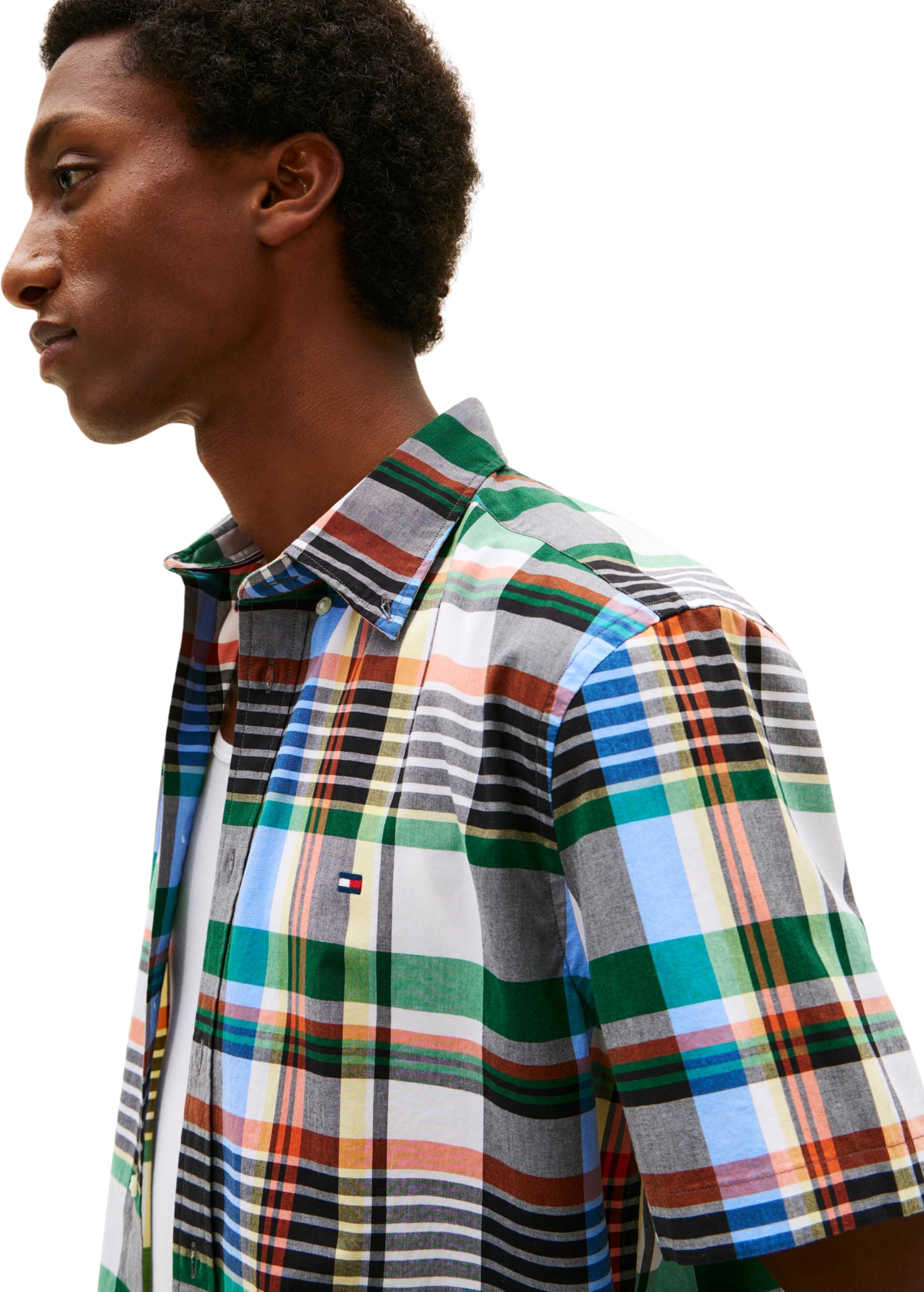 Tommy Hilfiger Flex Pop Multi Check SS RF Shirt Mw0mw43087 Altre Camicie Uomo (Pacco da 1)