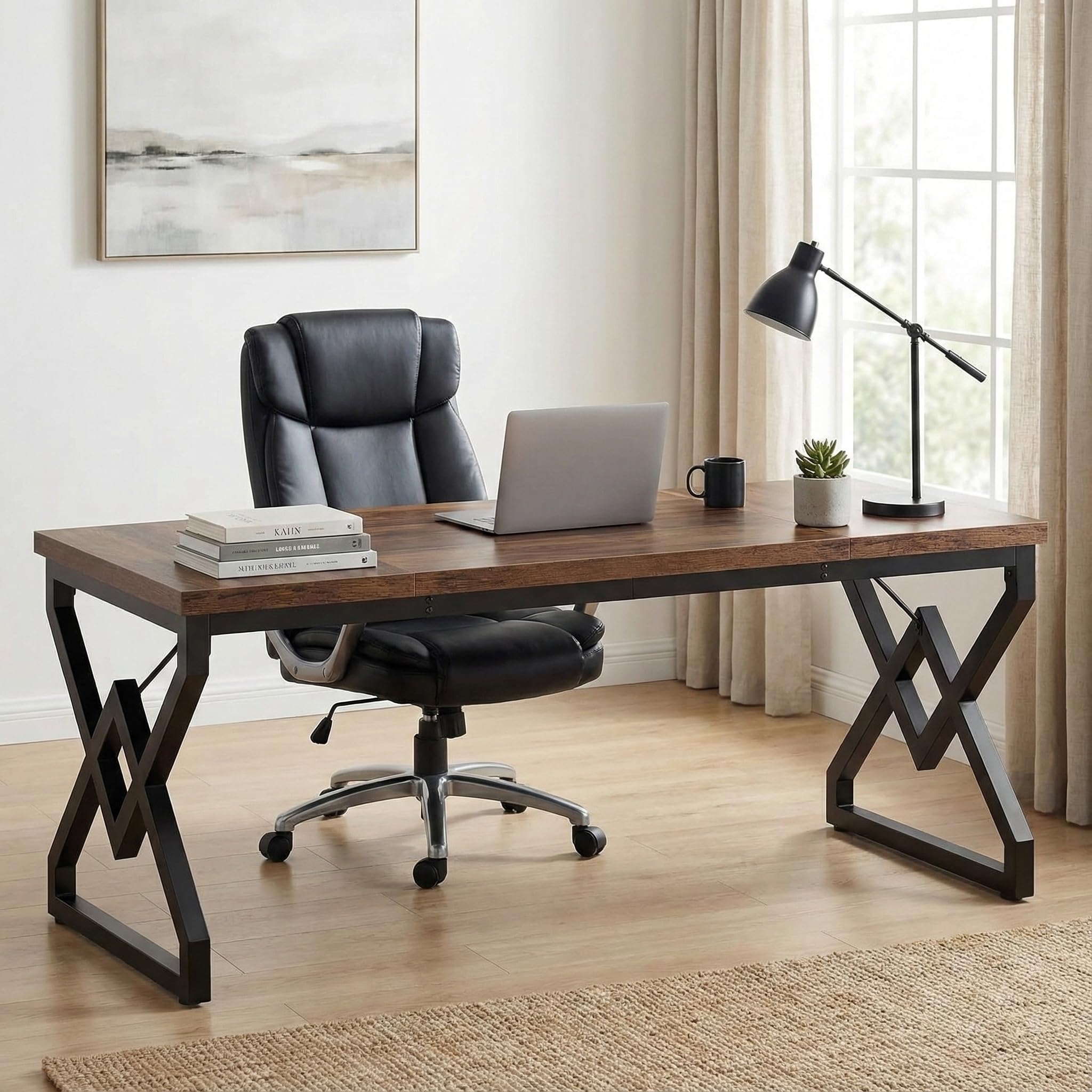 Lailang 160cm Scrivania, Scrittoio Vintage, Tavolo Ufficio Riunioni, Scrivania In Legno, Mobili Ufficio Moderni, 160 x 18 x 18 cm, Vintage Brown