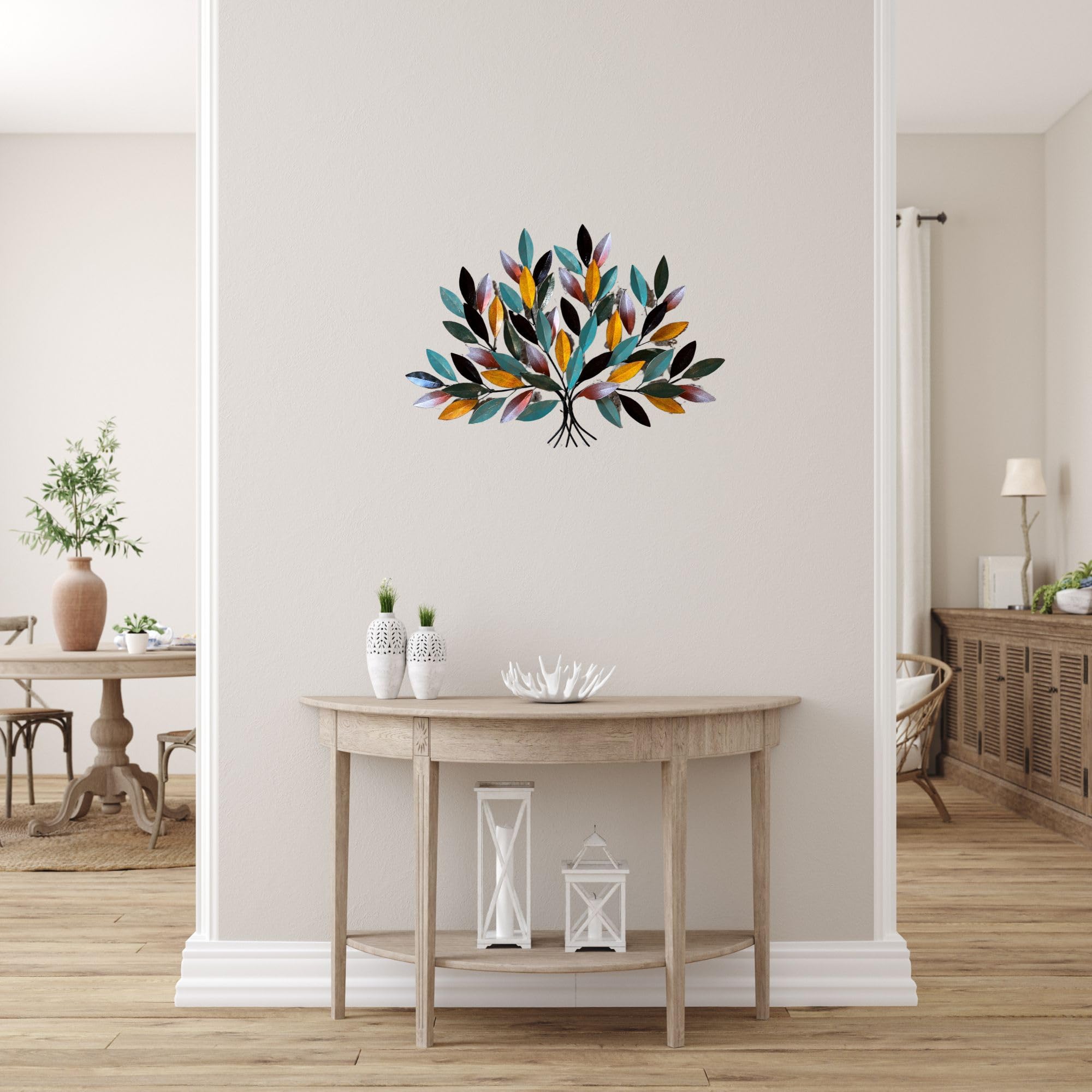 Trintura Lebensbaum aus Metall Wandbild Baum des Lebens Geschenkidee Wanddeko Wanddekoration Deko Tree of Life Wooden Wall Decoration Family Wall Art-Handarbeit (bunt)