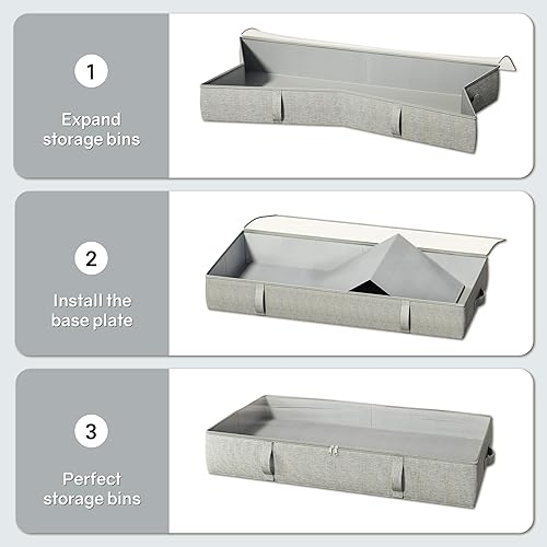Miniatura 47 de Paquete de 2 contenedores de almacenamiento debajo de la cama, 4.5 pulgadas de alto perfil bajo debajo de la cama, organizador de almacenamiento
