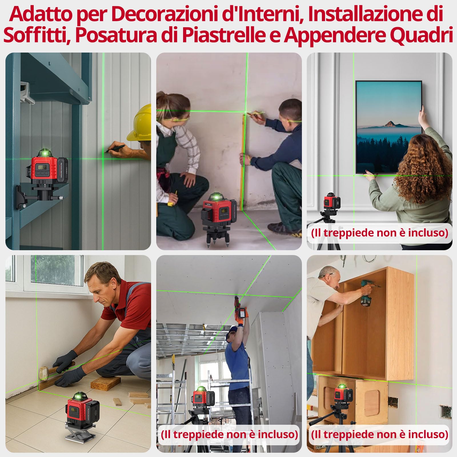 XUNTOP Livello Laser Autolivellante Verde 16 Linee 4x360° con Telecomando, 2×Batterie Ricaricabili 2400mAh (6 Ore), IP54, Base Magnetica Livello Laser 360 gradi per Piastrelle, Soffitti, Mobili