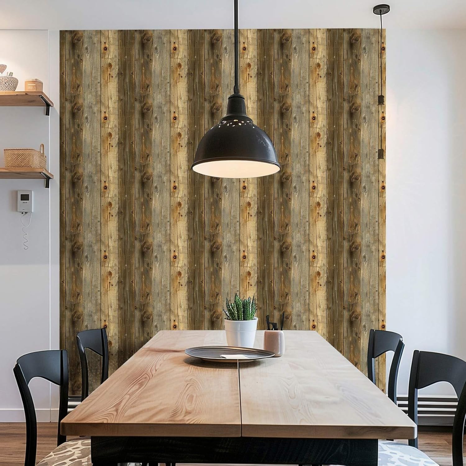 Rustic Wood Plank Peel and Stick Wallpaper, Vintage Farmhouse Wooden Wall Design for Home Décor | Self-Adhesive, Waterproof Vinyl, 17.7" x 118"