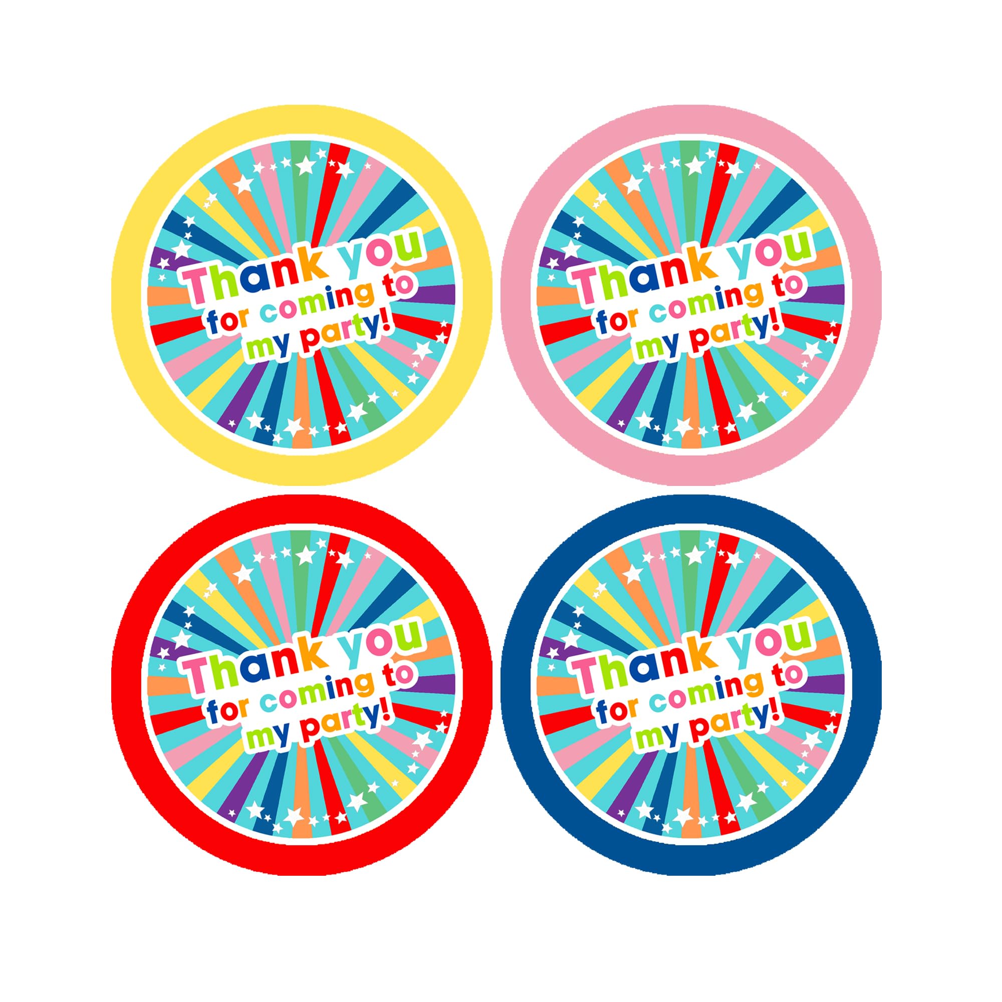Birthday Thank You Stickers Thank You for Coming to My Party Stickers for Sweet Cone Bags Favours Bright Fun - Multi Colour