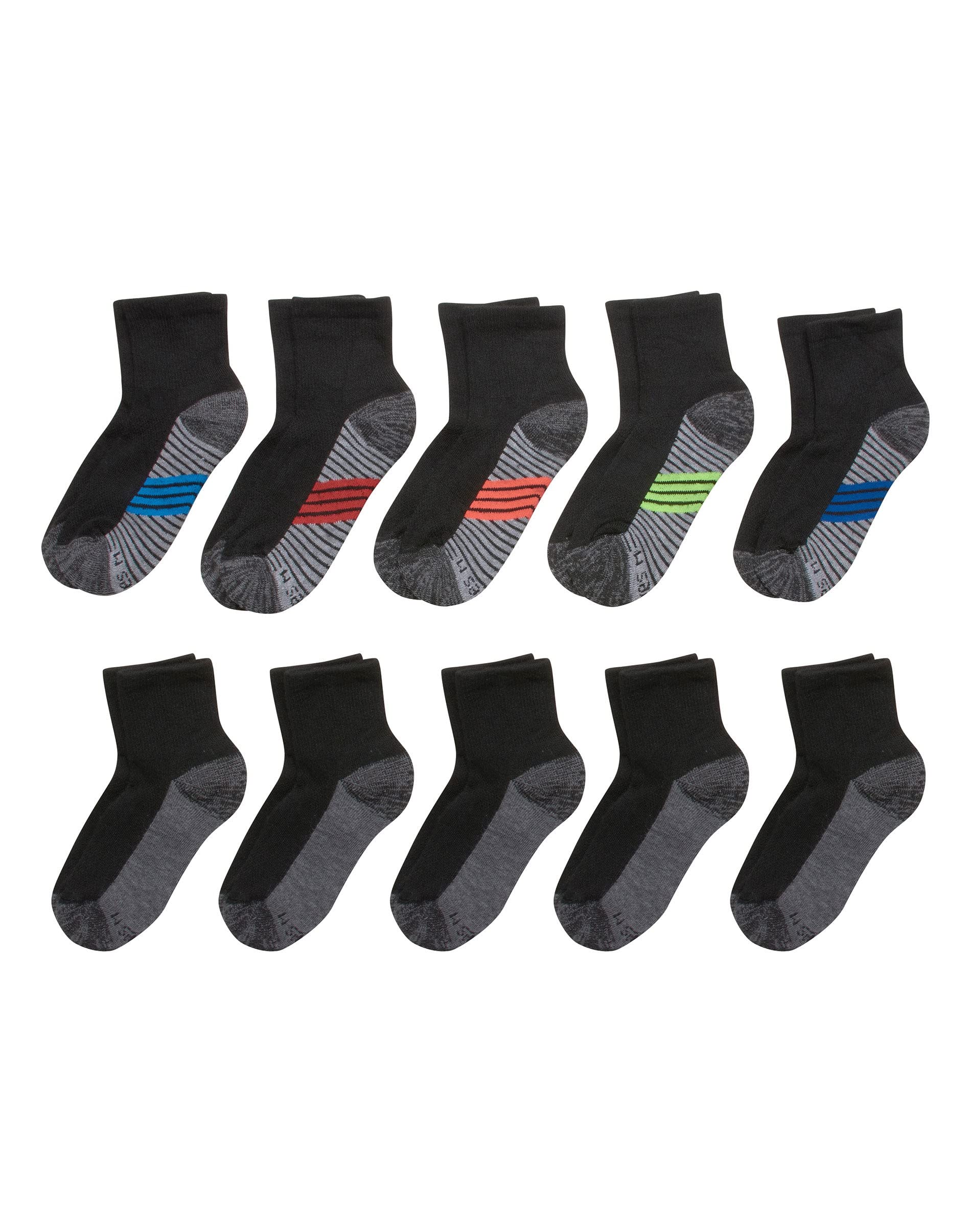 Hanes Ultimate Boys' Crew Performance Sport Socks, 10-Pair Packs