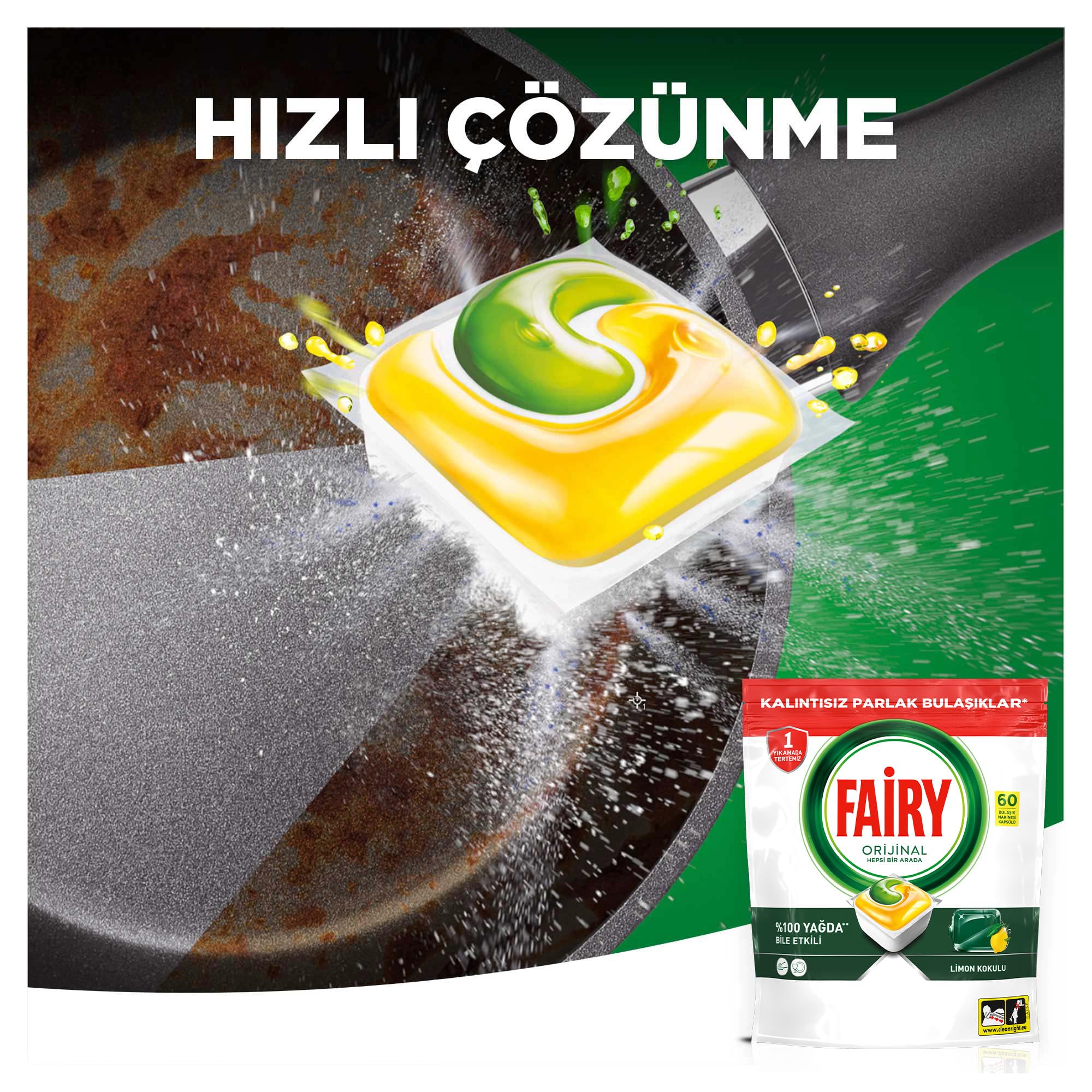 Fairy Hepsi Bir Arada Bulaşık Makinesi Deterjanı Kapsülü/Tableti 60 Yıkama Limon Kokulu