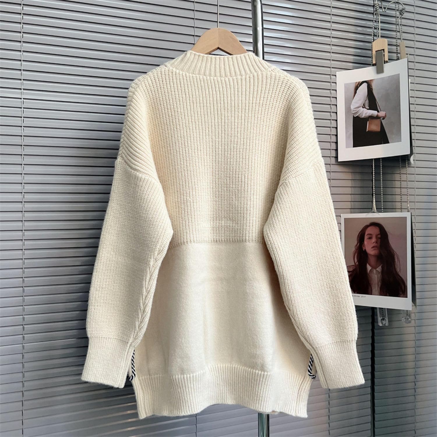 FindThy Women’s Casual Button Up Cardigan Oversized Long Sleeve Jean Patchwork Sweater Cardigans - Image 4