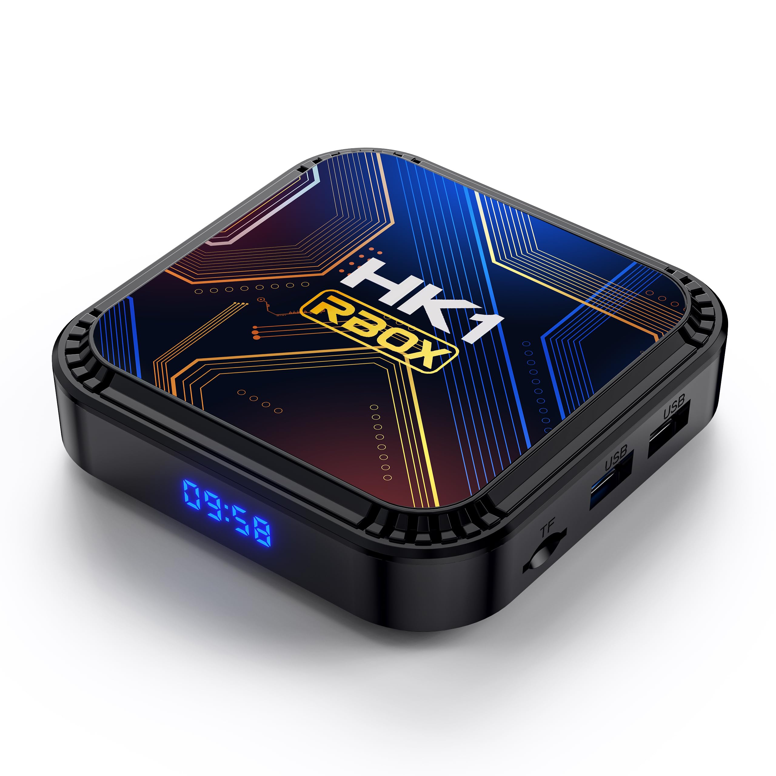Android TV Box 13.0 HK1 Box K8S 4 Go de RAM 64 Go de ROM RK3528 Quad-Core 3D 6K Smart Box, prend en charge Dual-WiFi 5G 2.4G WiFi BT 5.0, Ethernet LAN 100M Video Box
