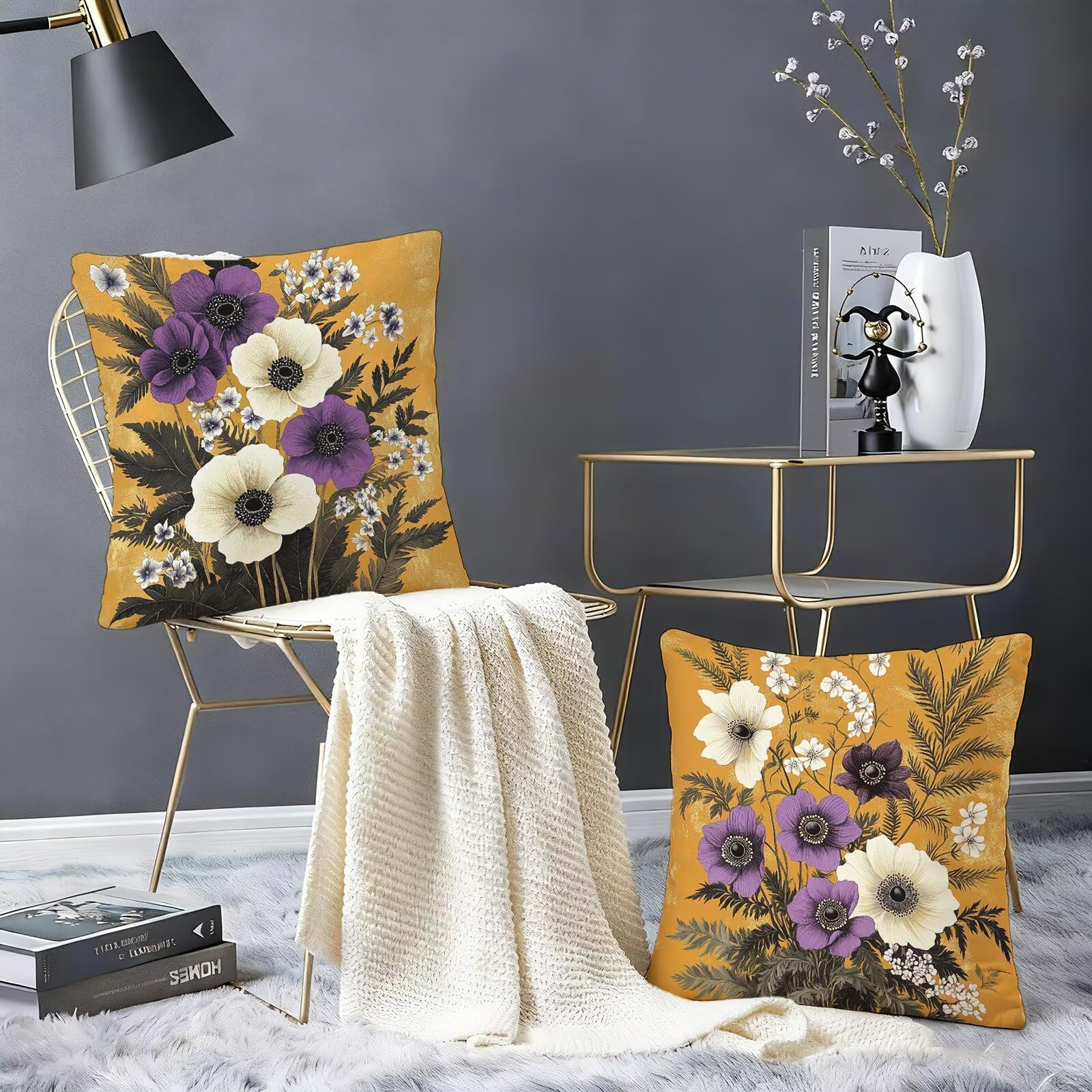 Pomarańczowe poszewki na poduszki 80 cm x 80 cm, 2 szt., kwiatowe poszewki na poduszki, aksamitne, dwustronne, trwałe, można prać w pralce, do salonu, odświeżające, idealne prezenty do dekoracji domu