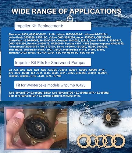 Miniatura 16 de Kit de reparación de impulsor de bomba de agua Reemplazo para Sherwood 10615K-SHW para Volvo Penta 835874 Impulsor de bomba de enfriamiento