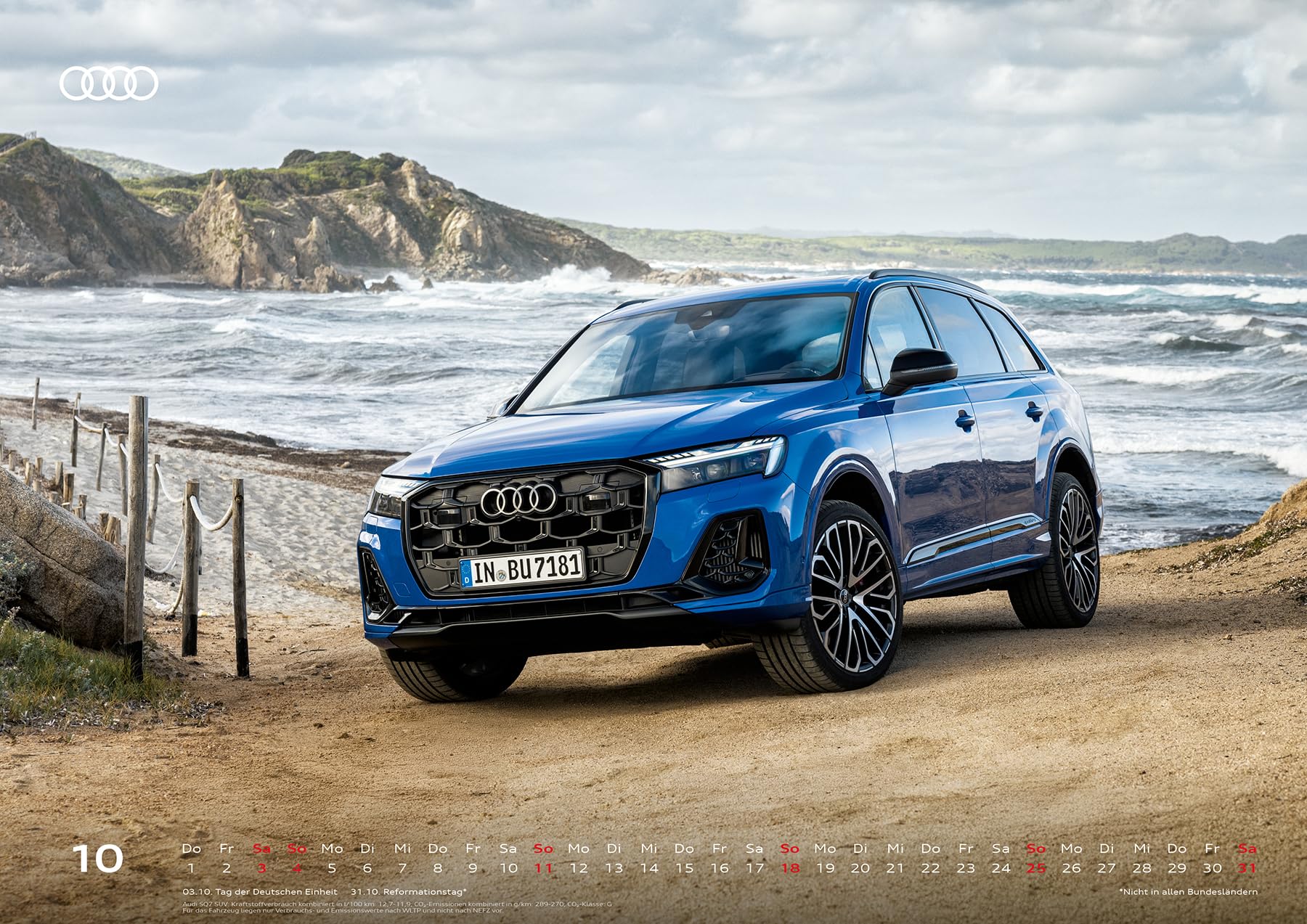 Audi Kalender 2026 DIN A2 60x42cm // Officially licensed by AUDI AG // TTRS RS3 RS4 RS5 RS6 RS7 R8 RSQ8 etron/Audi Sport/Premium Auto Wandkalender