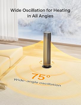 PELONIS Space Heater Large Room, 30 Smart Electric Heaters with Thermostat, App & Voice Remote, 4 Heat Settings, ECO Mode, 24H Timer, Oscillating Tower Heaters for indoor use, Bedroom, Office