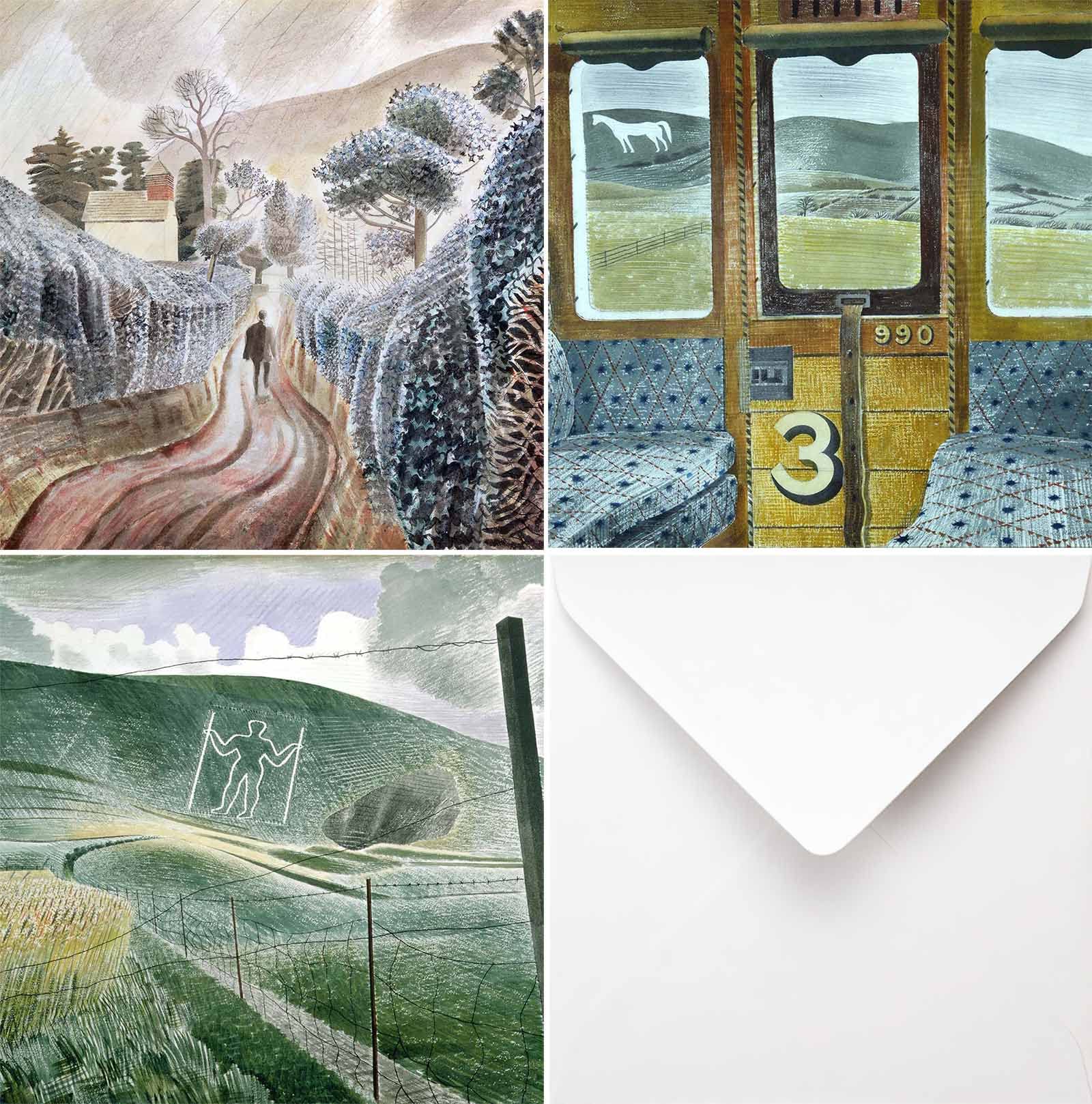 The Eric Ravilious Greetings Card Collection Part One - 3 Cards & 3 White Envelopes. Printed on 300gm Invercote card stock. All materials are FSC approved.