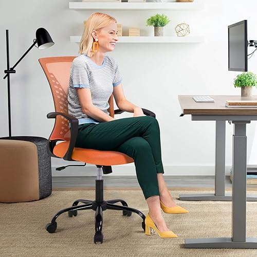 Miniatura 2 de Modern Ergonomic Office Chair - Adjustable Mesh Computer Chair with Lumbar Support & Arms, Comfortable Mid Back Swivel Chair for Home Office, 360