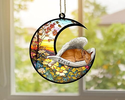 Miniatura 479 de Chow Chow Dog Memorial Suncatcher, adorno de Navidad Chow Chow con nombre, atrapador de pérdida de mascotas, regalos para los amantes de los perros