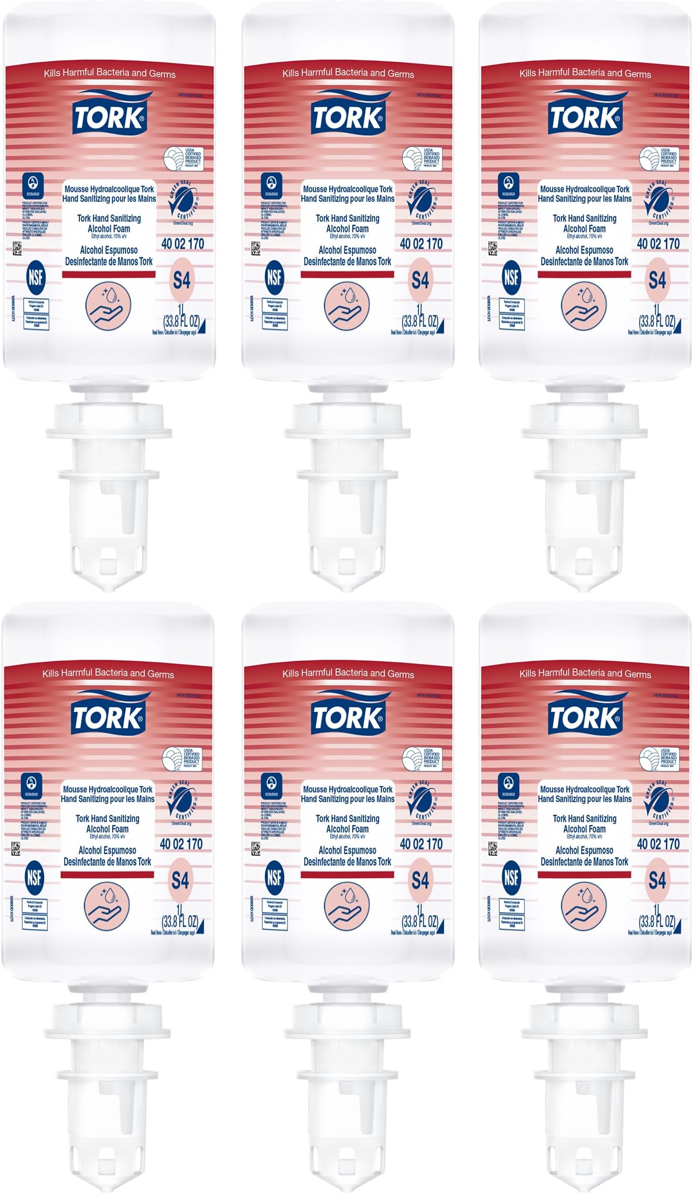 - Alcohol Foam Hand Sanitizer S4, 6 x 1L, 400217, 33.82 Fl Oz (Pack of 6)