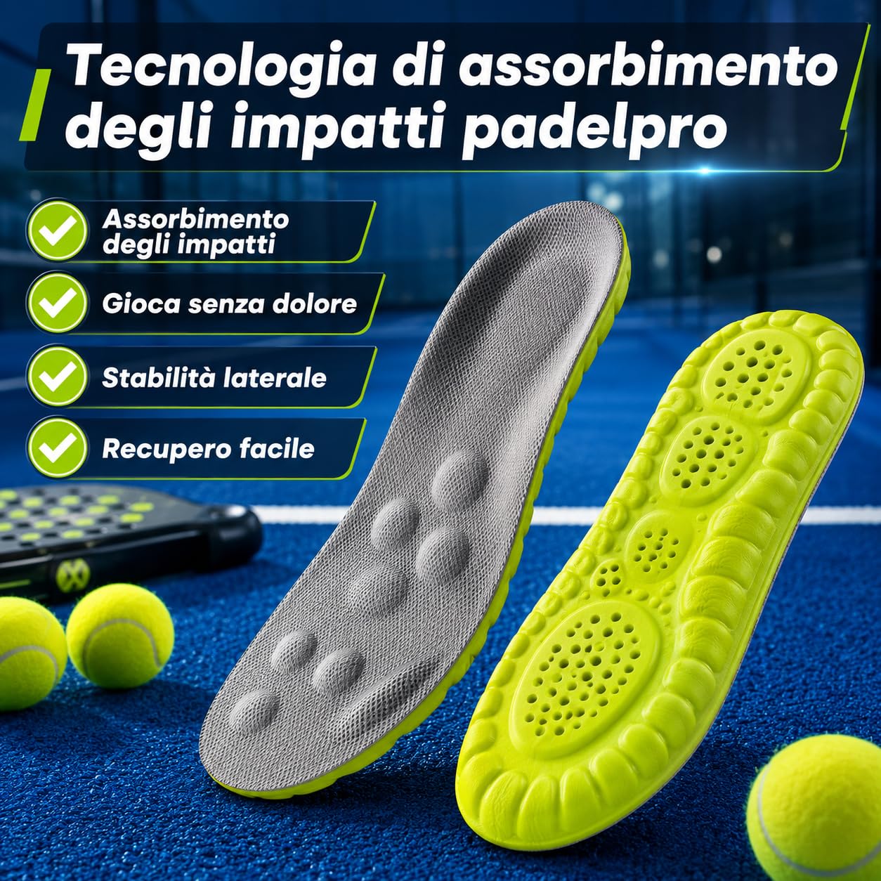 Flexora Solette Massaggianti Plantare Morbido e Traspirante con Cuscinetto Tallone Supporto Arco per Camminata e Uso Quotidiano (Verde,43-44)