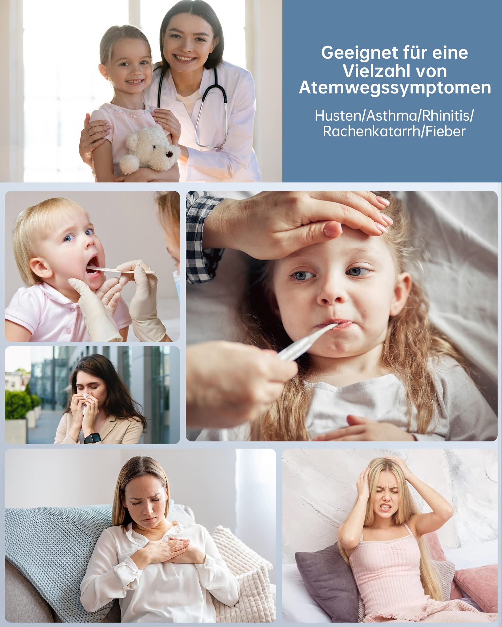 Hygelink Inhalationsgerät Vernebler, Inhalator Set für Kinder und Erwachsene, Tragbar Inhaliergeräte für Atemwegserkrankungen, 2H Lange Laufzeit, 30dB Leise, mit Mundstück und 2 Maske