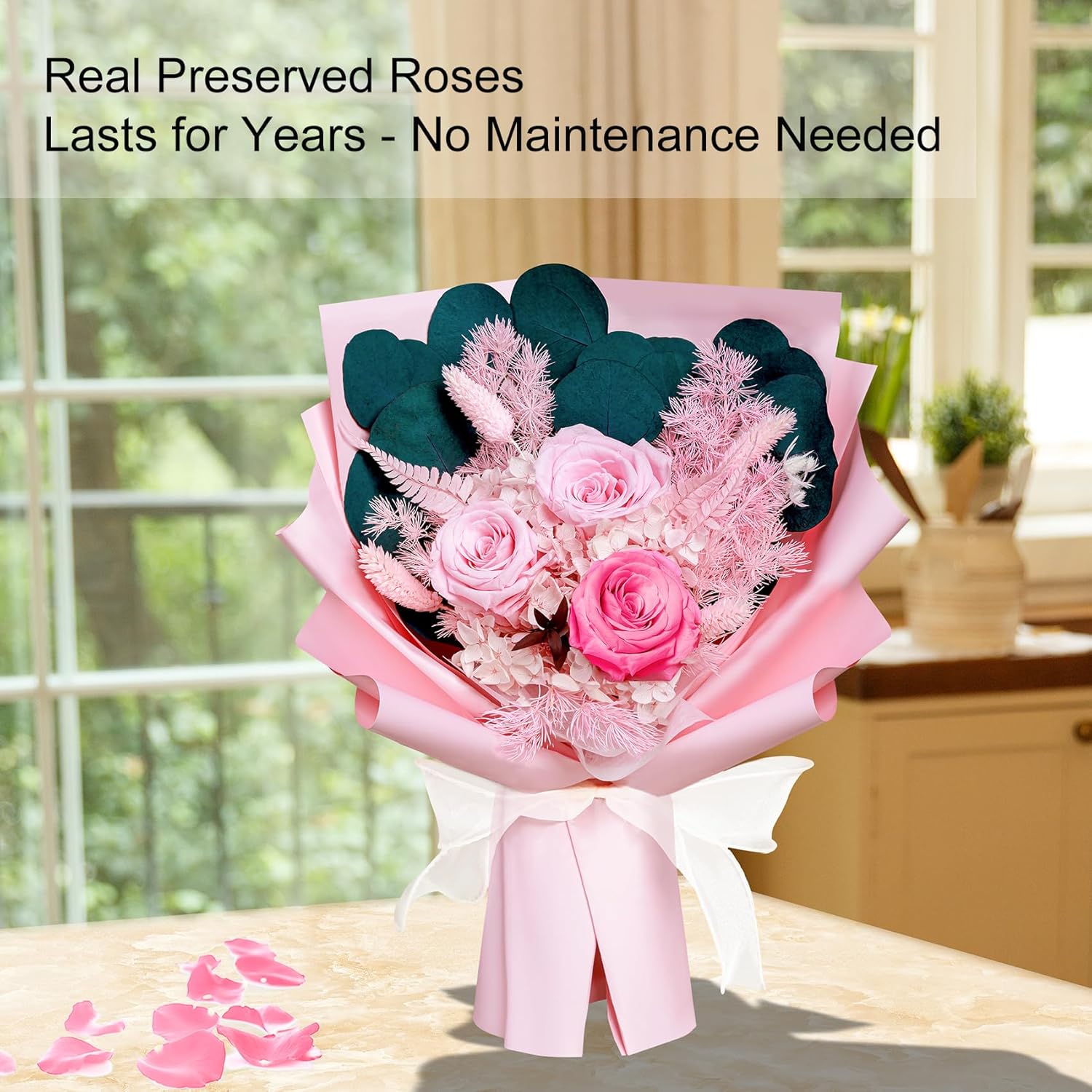 Preserved Flowers Gifts for Women, Flower for Delivery, Pink Roses Gifts fo Her, Preserved Roses Bouquets, Birthday Gifts for Grandma, Mothers Day Flowers for Wife - Image 4