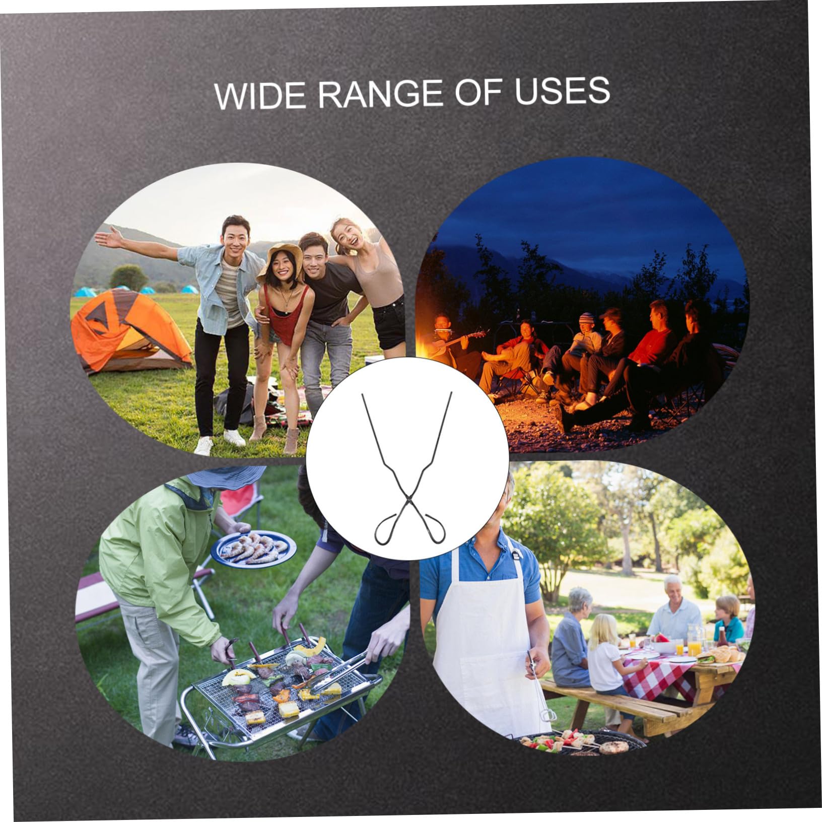 Abaodam 2Pcs Outdoor Fire Tong Charcoal Clamp for Barbecue Camping and Cooking Ergonomic Design Stain Resistant Handle for Firewood and Charcoal Grilling