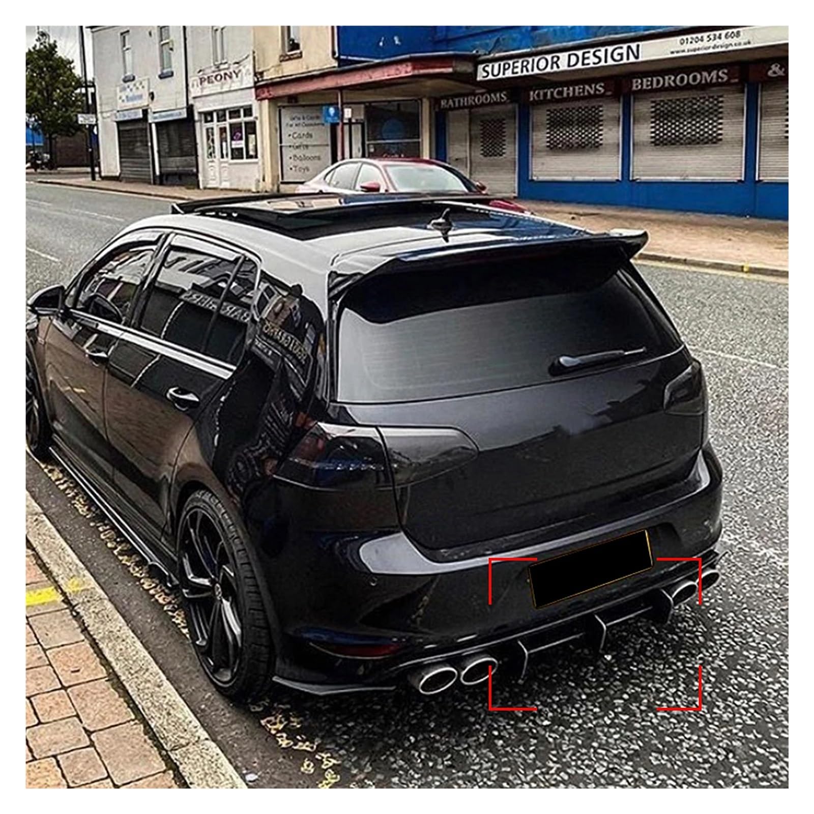 Dyfuzor tylnego zderzaka samochodowego, pasuje do Volkswagena, Golfa, 7 MK7 R Rline 2014-2017 Shark, wspornik spojlera tylny dyfuzor podwozia samochodu
