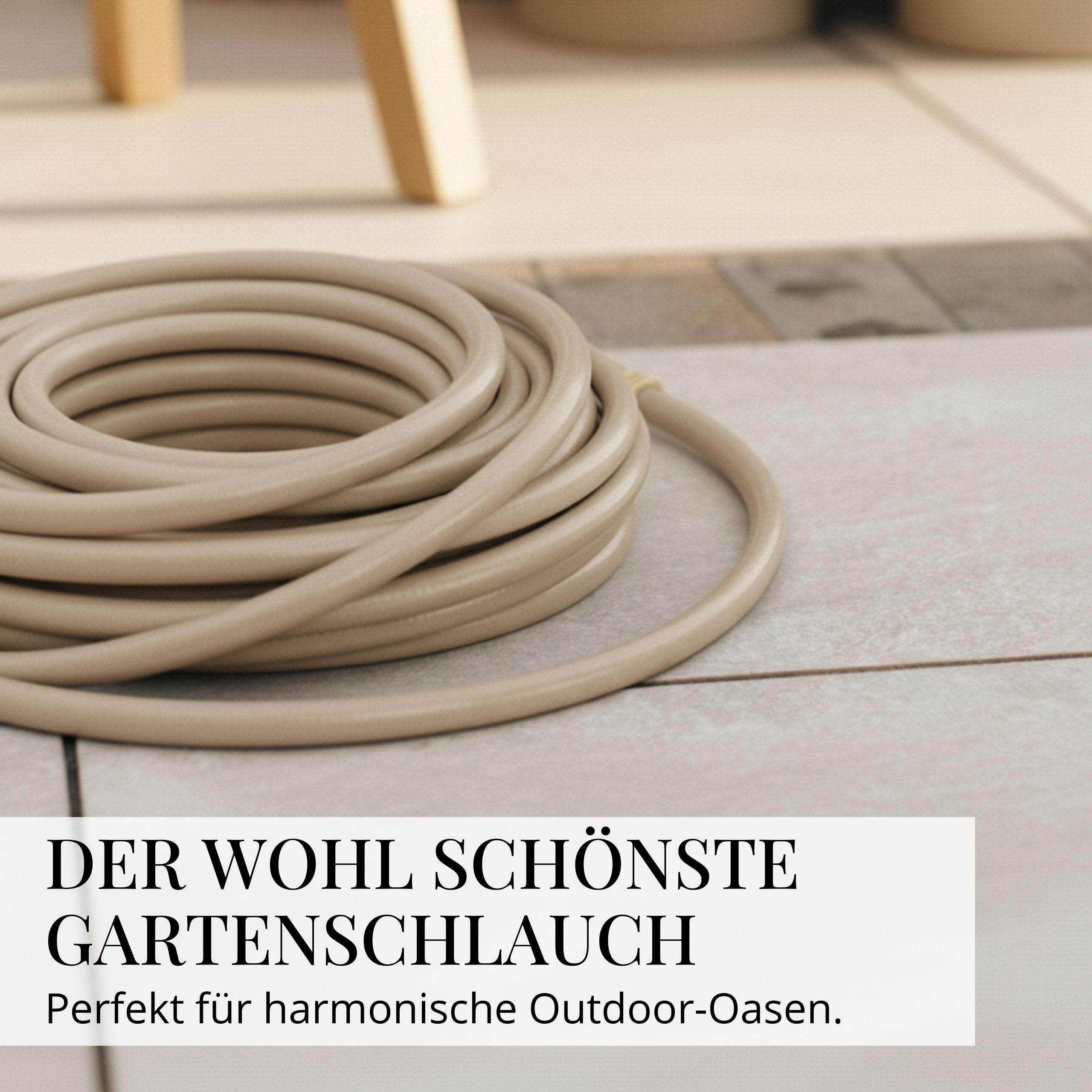 LIVLIG Gartenschlauch 50m, Flexibler Premium Wasserschlauch aus 60 Prozent Recyclingmaterial, UV beständig, knickfest, Design Gartenschlauch 1/2 Zoll, Beige