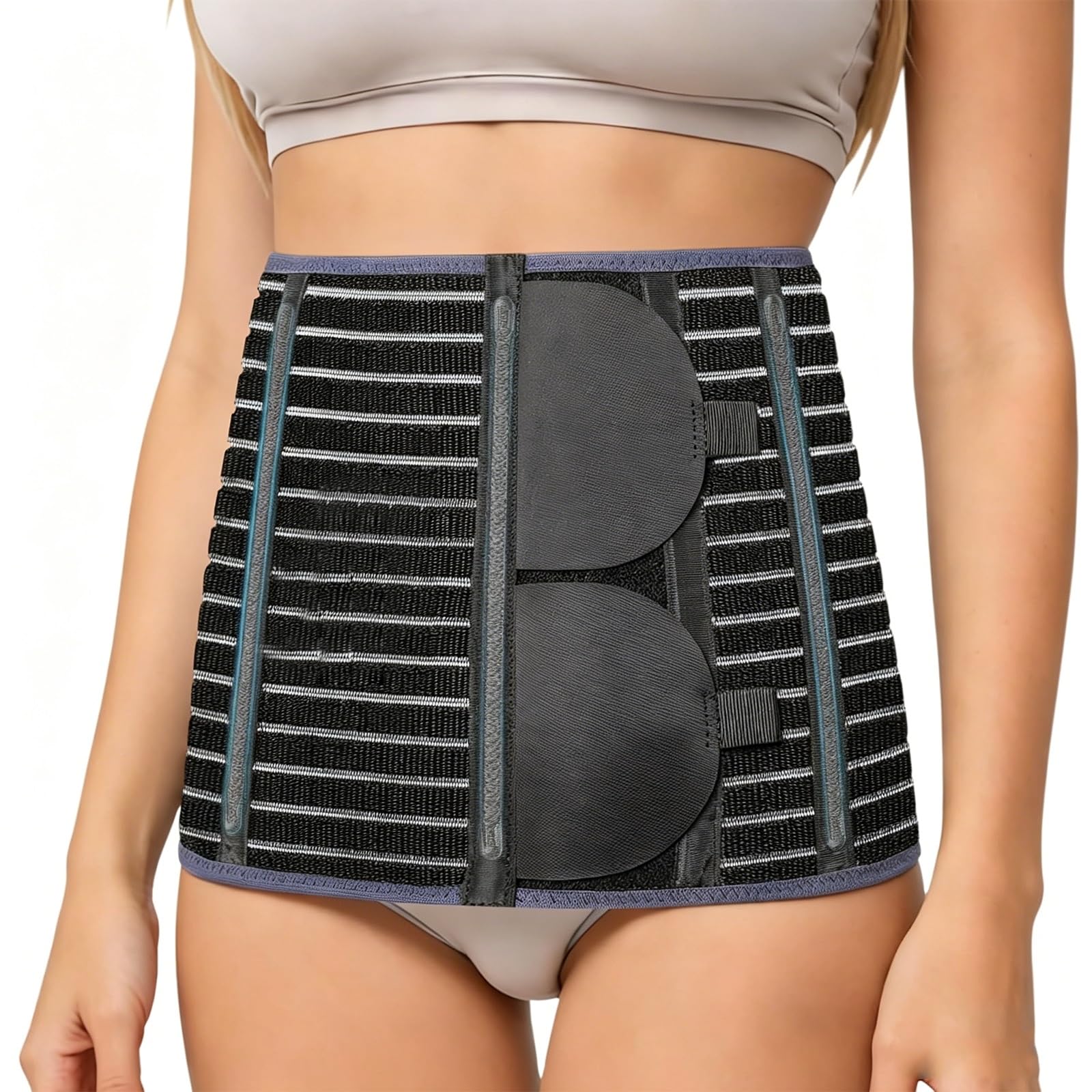 Fascia Addominale Post Parto Traspirante Donna, Cintura Lombare Regolabile Supporto Ernia, Fascia Recupero Dopo Parto Cesareo, Sollievo Mal di Schiena(90-105cm/35.4-41.3 in)