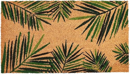 Juvale Tapete de bienvenida tropical para entrada al aire libre, tapete de hoja de palma de coco para porche delantero, patio (30 x 17 pulgadas)