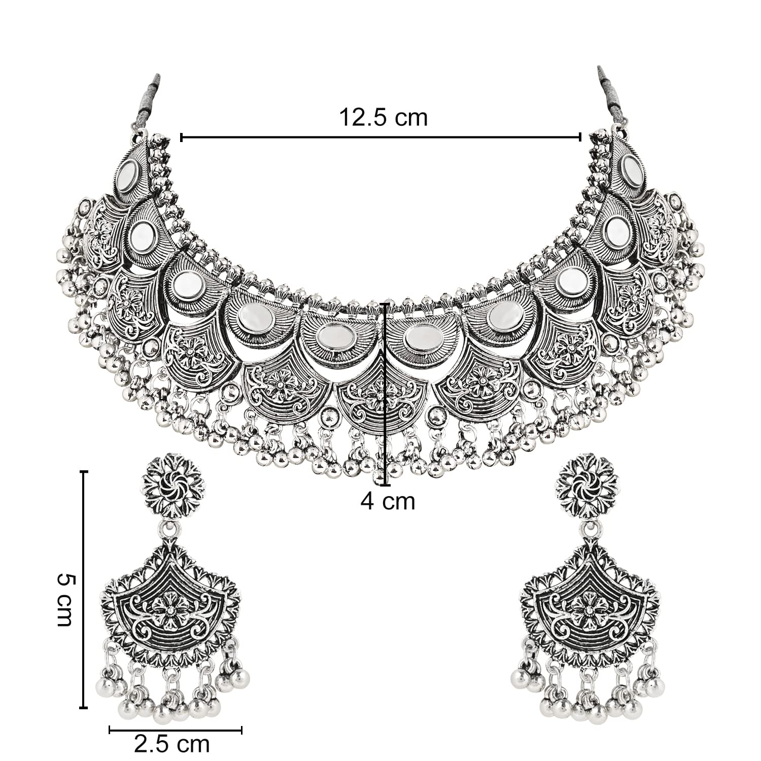 Ethnic Oxidized Afghani Choker Necklace Jewellery Set (MC145OX)
