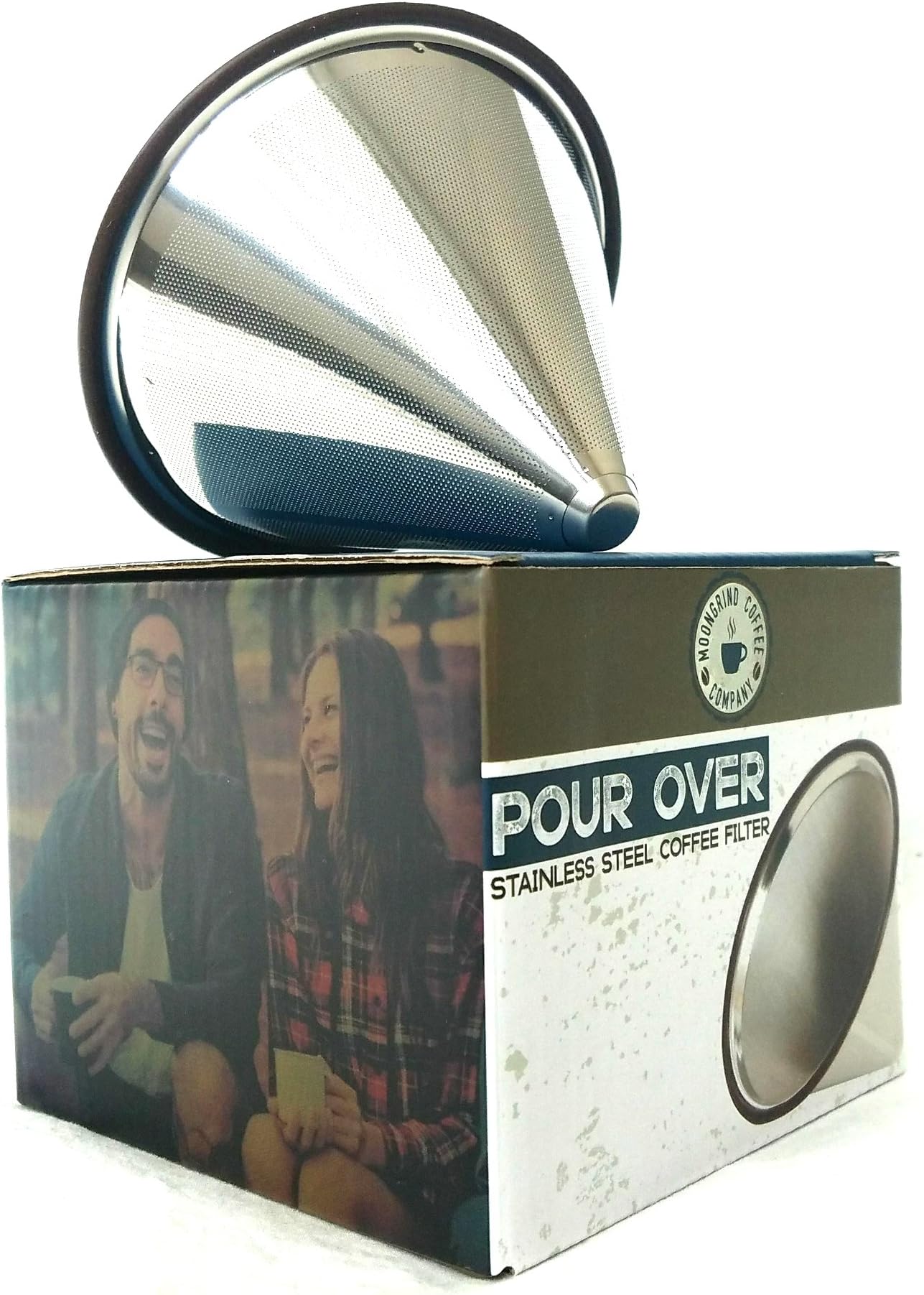 Pour Over Coffee Filter - Reusable Stainless Steel Cone Coffee Filter for Chemex, Hario v60, and Other Carafes