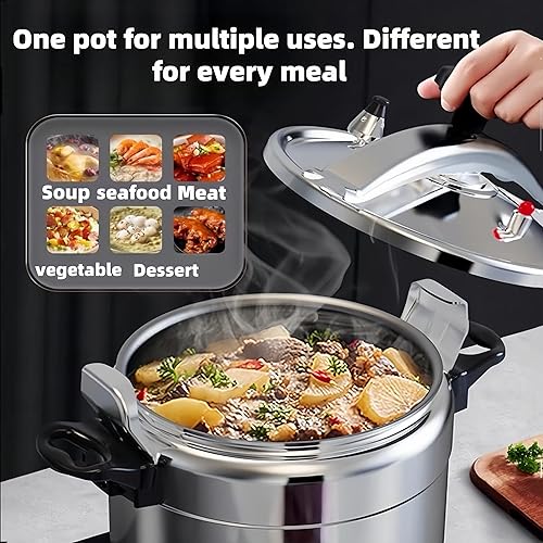 Miniatura 2 de Olla a presión de aluminio de cuarto de galón, olla a presión antiadherente superabrasiva de aleación de capa al vapor para cocción rápida. Doble