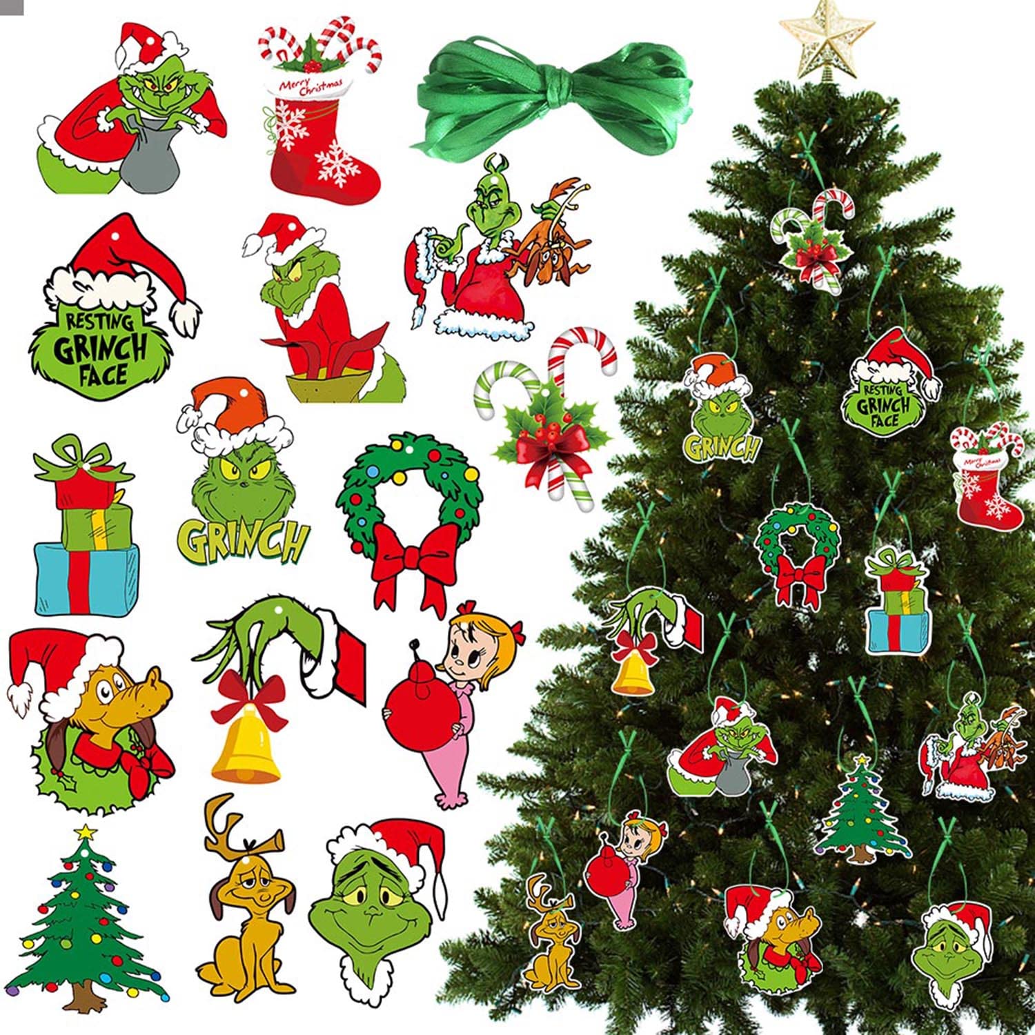 Christmas tree decorations cartoon Clearance