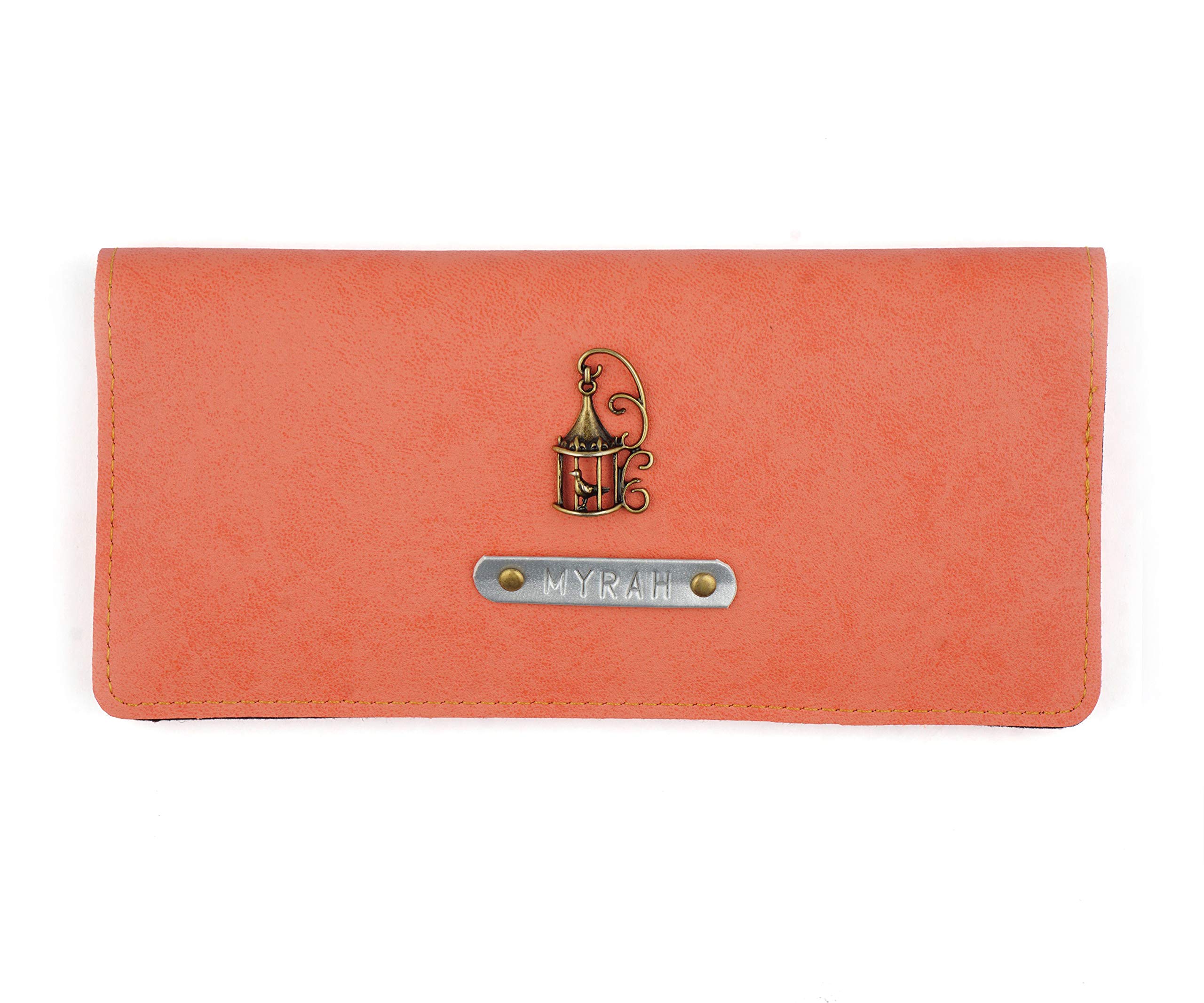 The Junket Personalized PU Leather Wallet for Women | Zipper Purse with Customizable Name Strip & Charm | Ladies Organizer with Elegant Design