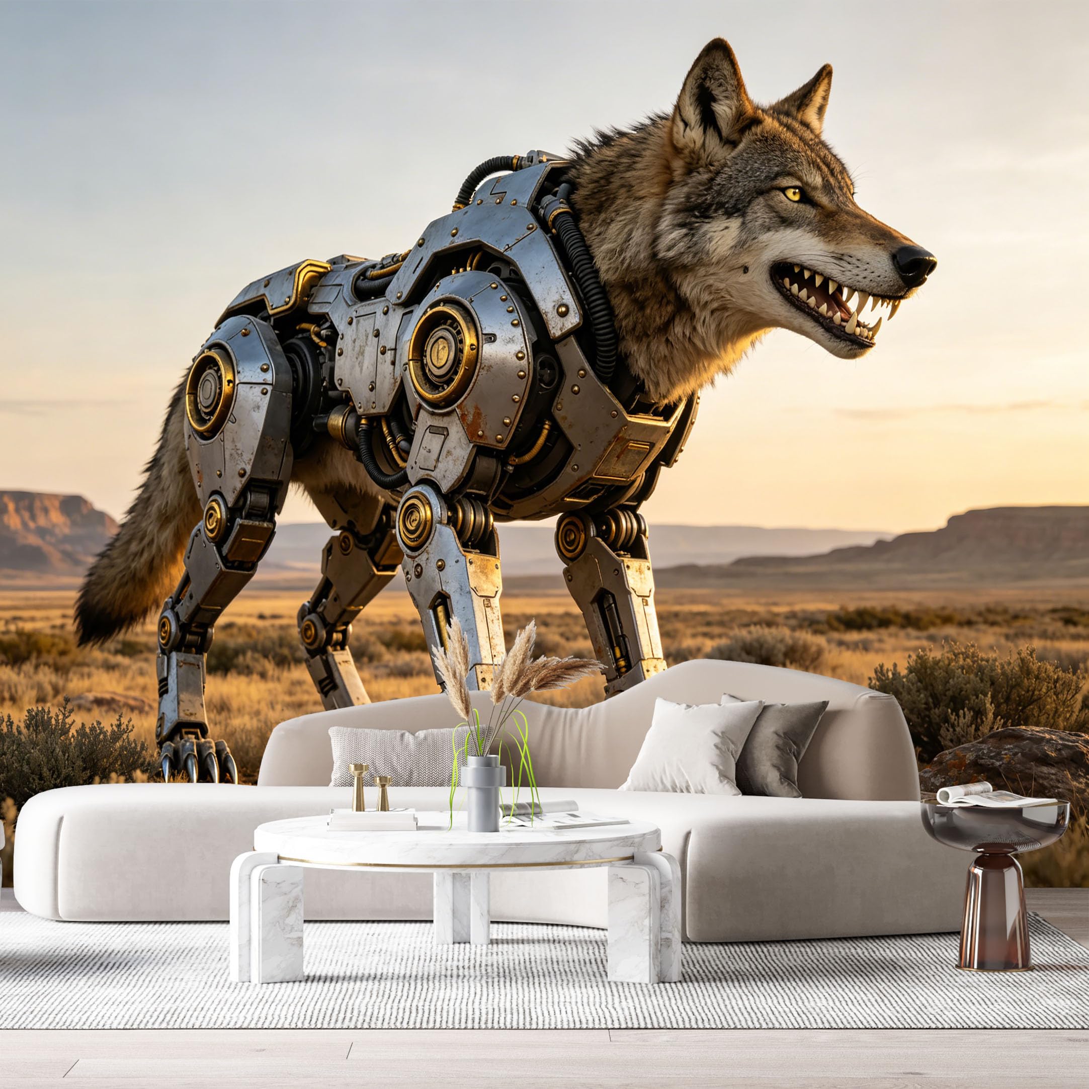 Custom Size Wall Mural Heavy Armored Wild Canine Beast Mech Cyber Beast Science Fiction Robot Industrial Style SelfAdhesive Art Prints Removable Large Wallpaper Esports Game Tenant Room