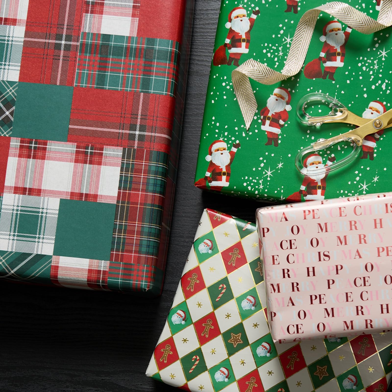 Gartner Studios - Papel de regalo tradicional de 12 pies, 4 rollos con líneas de cuadrícula para un fácil corte