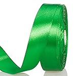 YASEO 1 Inch Green Solid Satin Ribbon, 50 Yards Craft Fabric Ribbon for Gift Wrapping Floral Bouquets Wedding Party Decoration