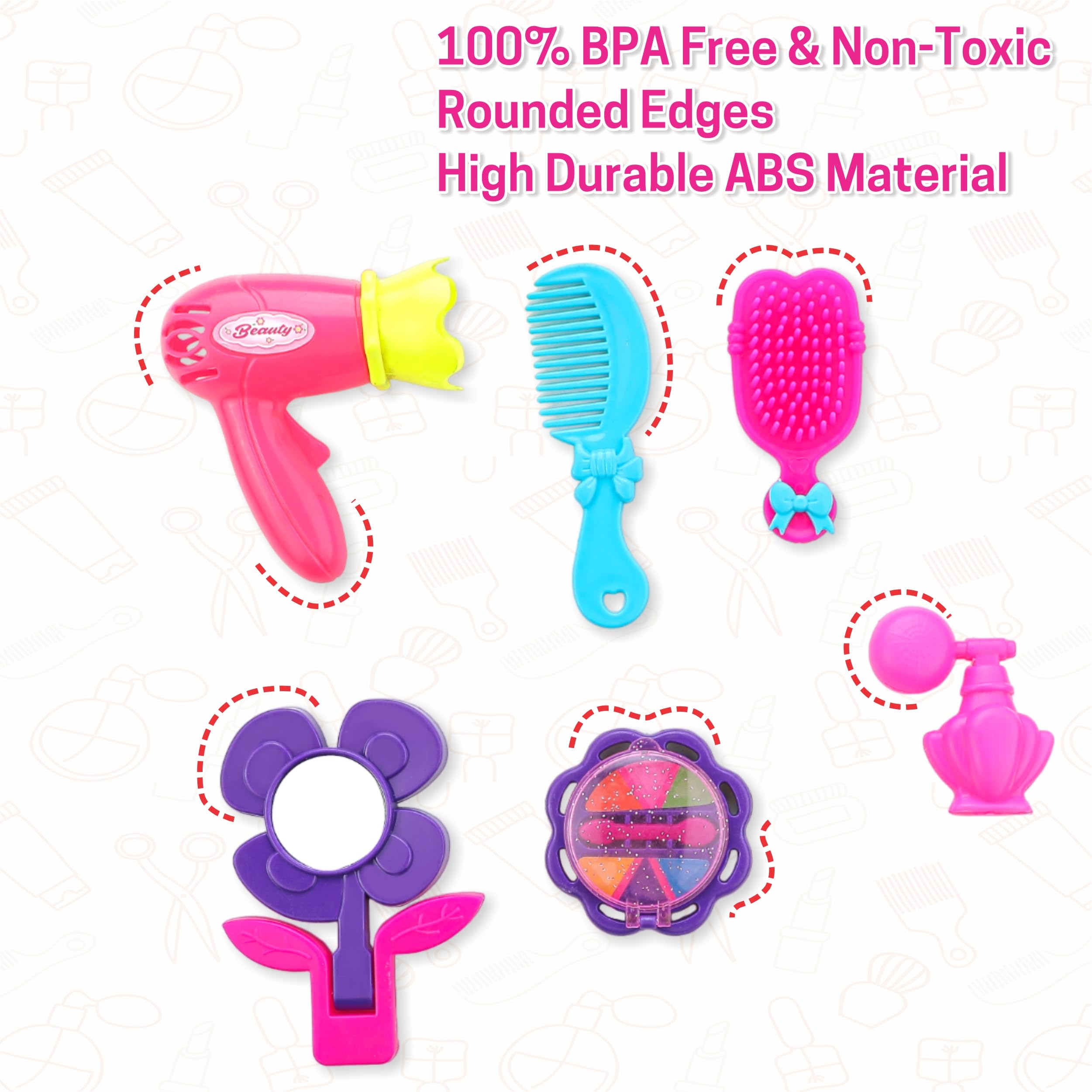 Chanak Beauty Set Suitcase On Wheel is The Ultimate Beauty Set On Wheels for Girls, Makeup Kit Beauty is Easy to Clean and Maintain, Portable Beauty Set with 23 Pieces for 3 Years BIS Approved. 2