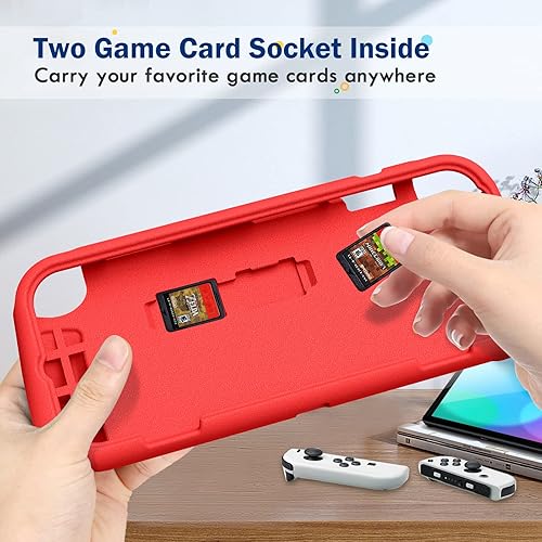 Miniatura 4 de Fintie Kids Case for Nintendo Switch OLED Model 2021 with Game Card Slots - Kids Friendly Ultralight Shockproof Protective Cover, Ergonomic Grip