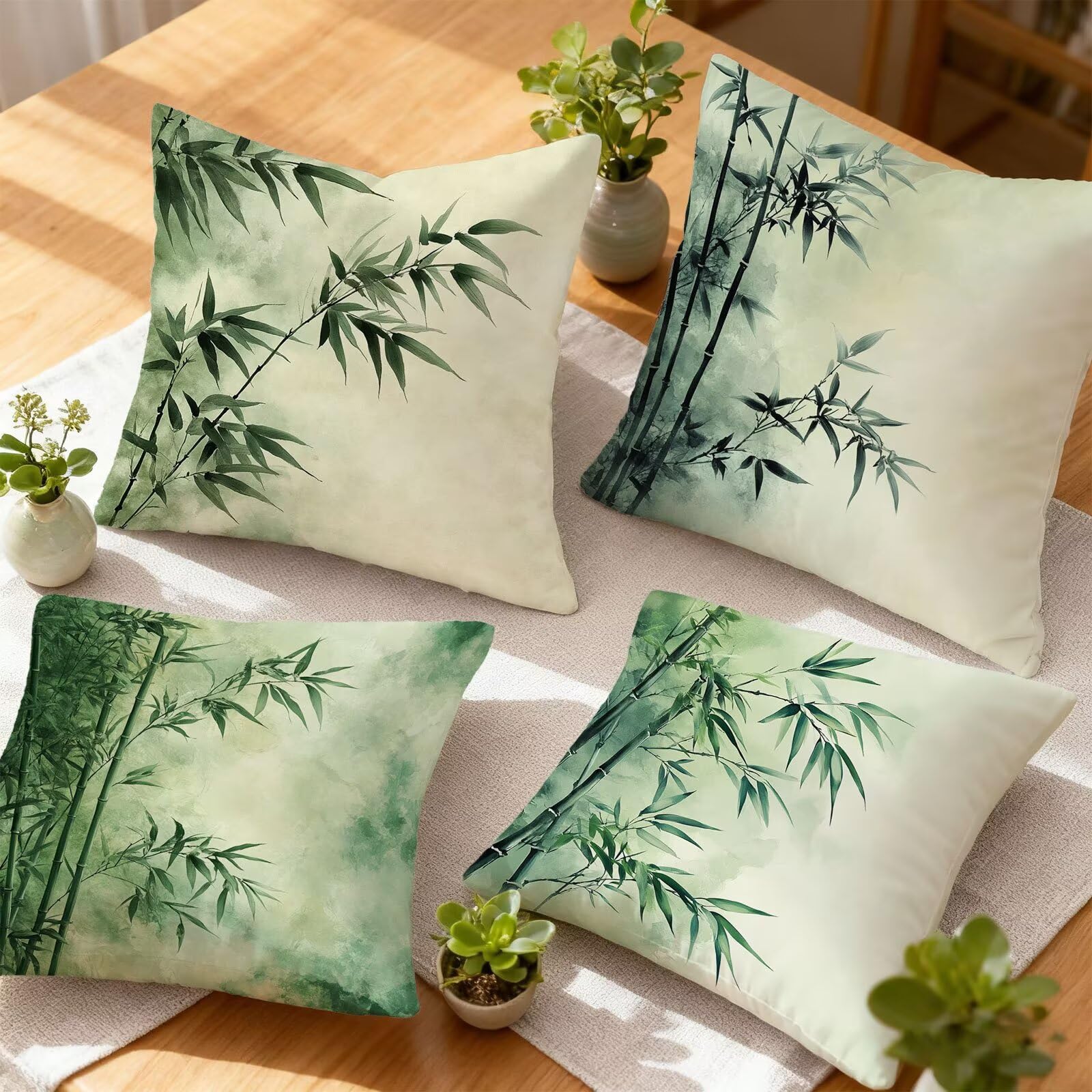Verde Funda Cojin 60x60 Bambú Funda Almohada 60x60 Cojines Sofa Súper Suave Fundas Cojines Decorativos Fundas Almohadas 4 Piezas Almohada Cervicales y Cuello, para Hogar Cama Salon Decoracion E - 737