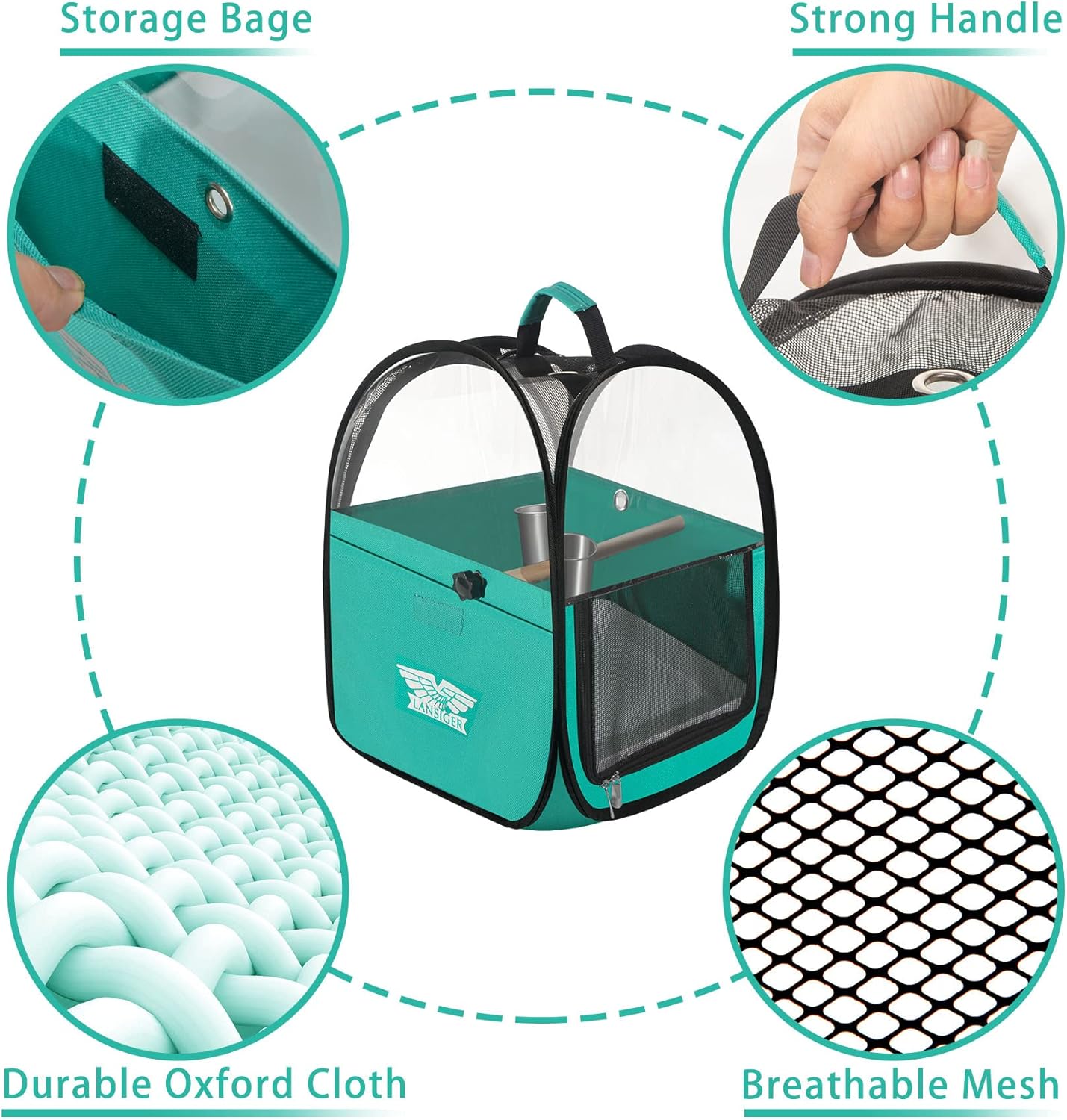 Bird Travel Carrier Foldable Bird Cage Parrot Cage with Two Feeder Bowls, Bird Perch and Bottom Tray, Portable and Breathable, Easy to Clean : Pet Supplies