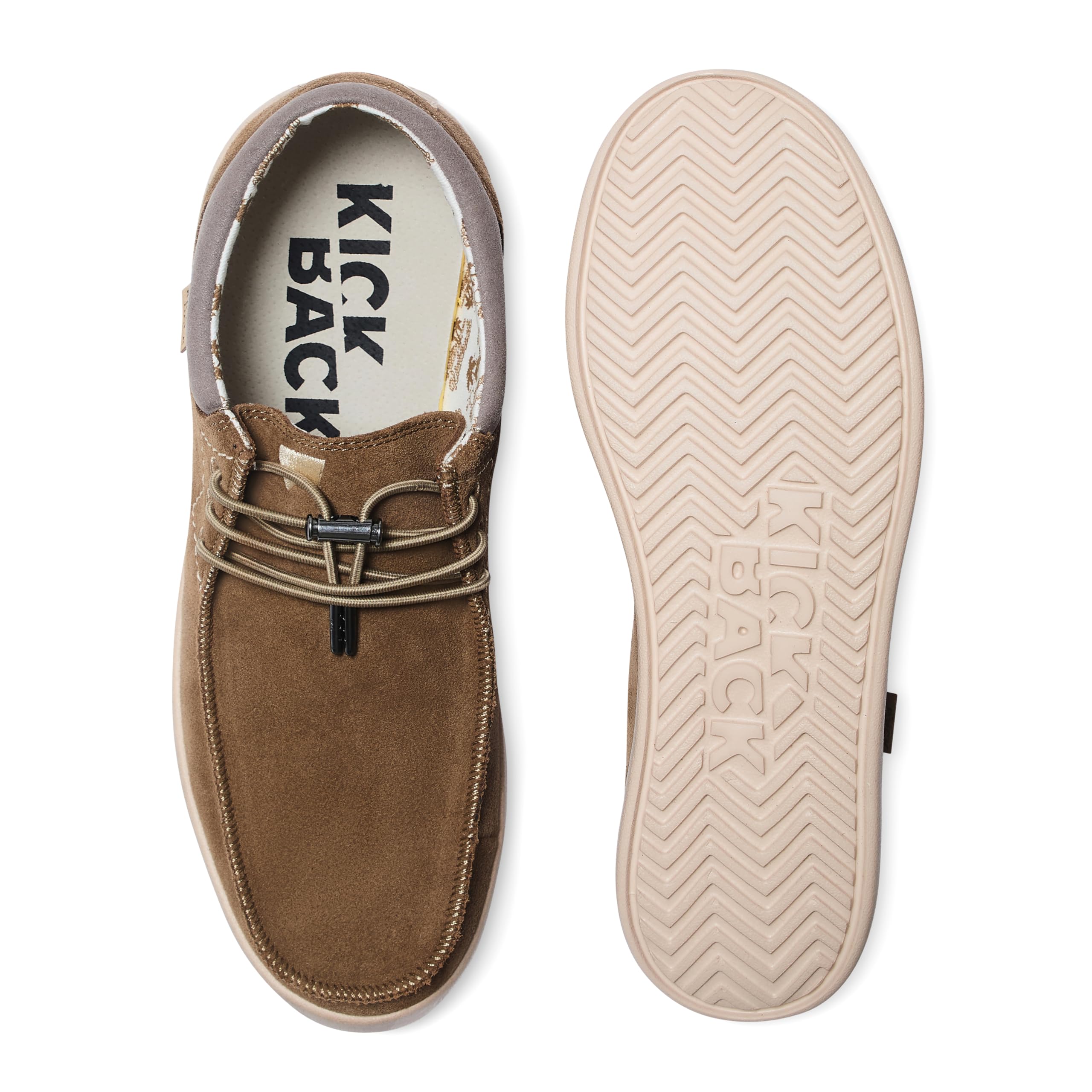 Kickback Haven - Mocasines para Hombre - Zapatos Ligeros Estilo mocasín - Exterior de Suave Piel y Ante - Cordones elásticos Ajustables - Suelas Acolchadas - Plantillas Forradas de Piel