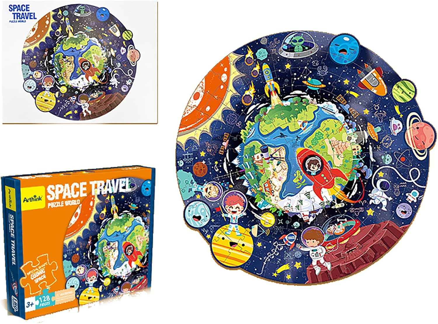 عرض حصري على Andanna 128 Pieces Solar System Round Large Jigsaw Puzzles for Kids Ages 3-5, Floor Puzzle Preschool Toys, Floor Puzzles for Kids Ages 3-8, Christmas and Birthday Gifts for Boys and Girls(Solar) - عروض أمازون السعودية