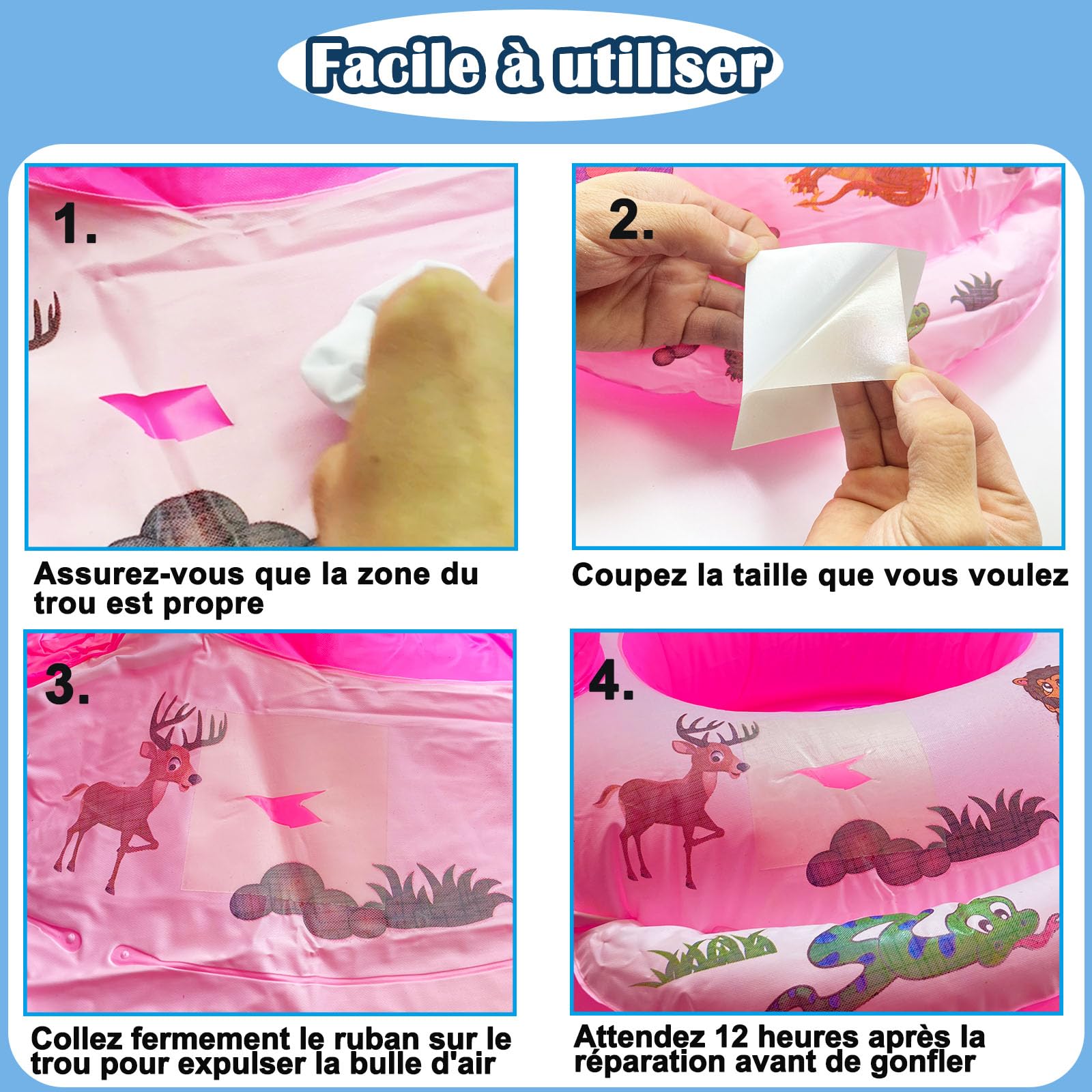 Kit de réparation gonflable TPU 10 cm x 2 m imperméable pour matelas pneumatique piscine bouée jouets