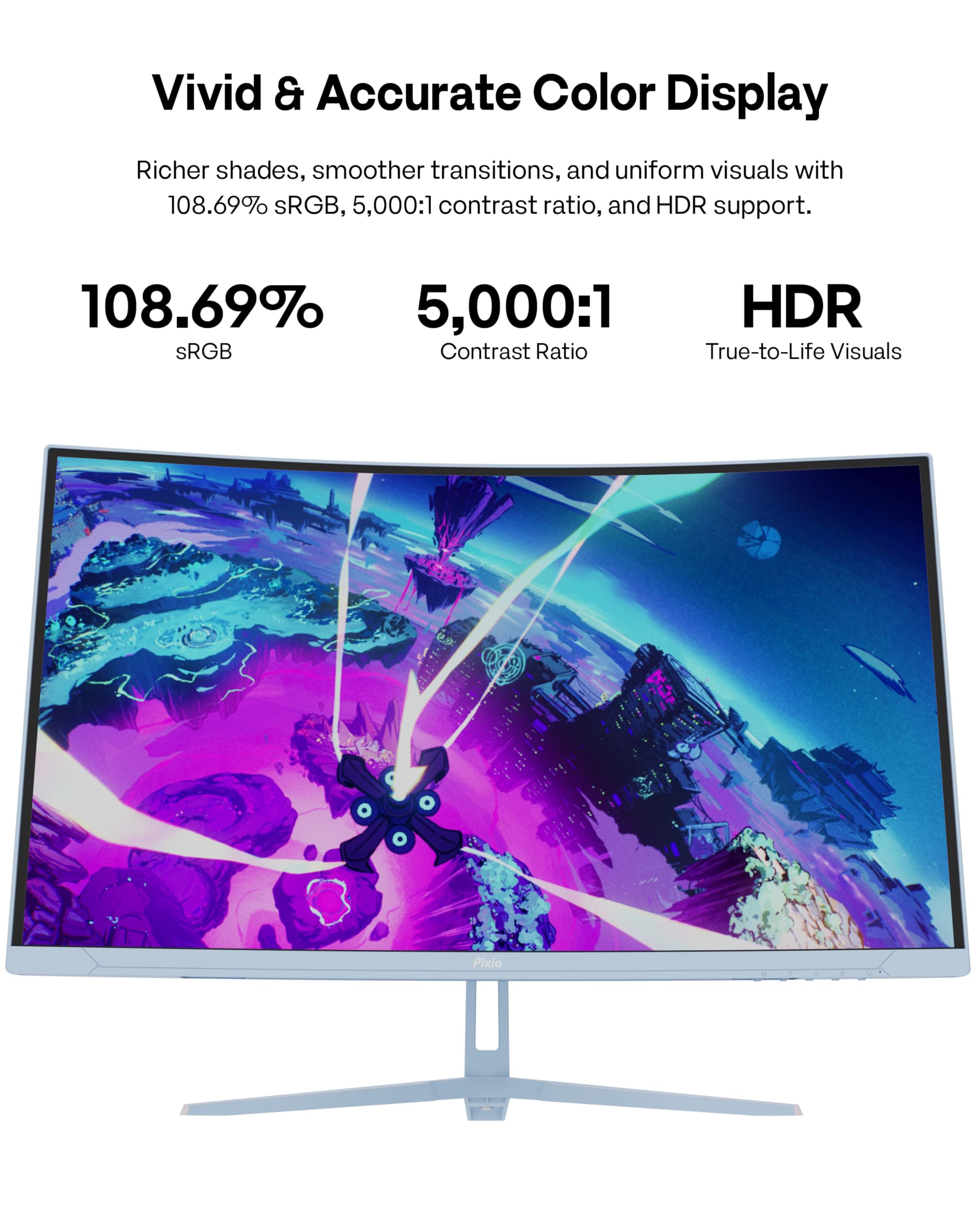 Amazon.com: Pixio PXC278 Wave Blue 27 inch 180Hz Refresh Rate QHD