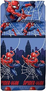 Juego de sábanas para Cama Individual, Juego de Cama Individual Disney, sábana encimera, sábana Bajera Ajustable, Funda de Almohada, Azul, 100% algodón, Producto Oficial