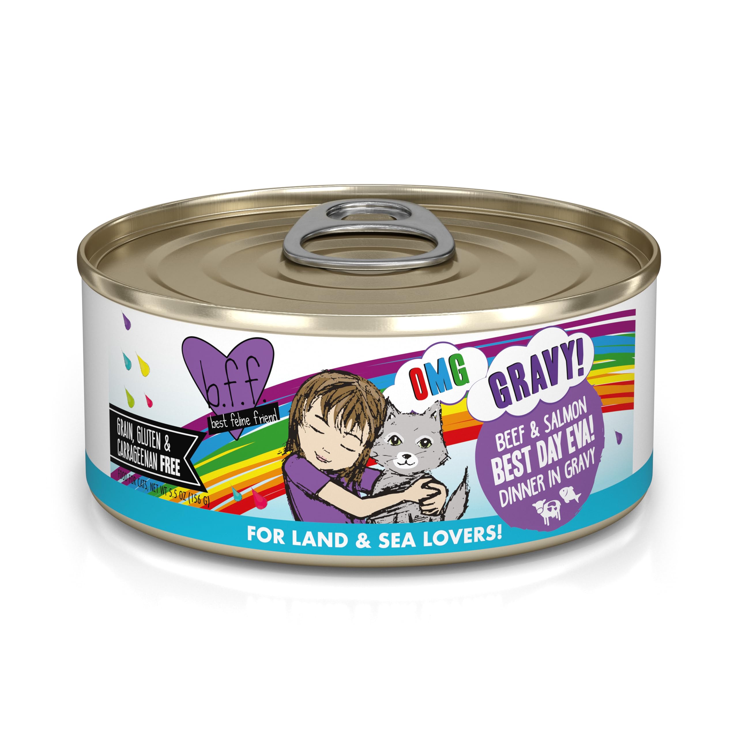 Weruva B.F.F. OMG - Best Feline Friend Oh My Gravy - Natural Wet Food for Canned Cats, Country and Lake, Recipes in Sauce