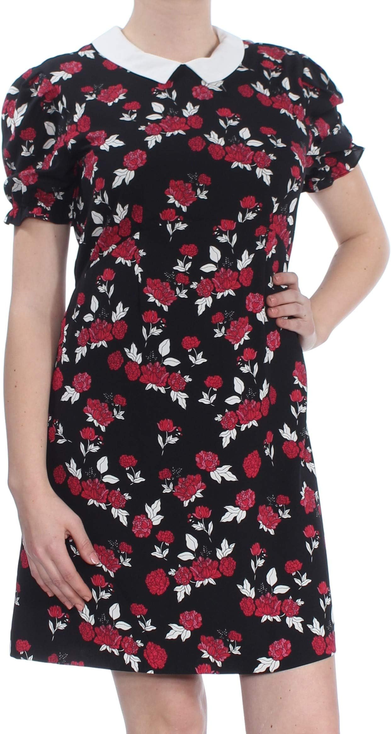 | Peter Pan Collar Rose Print ドレス | Black Combo