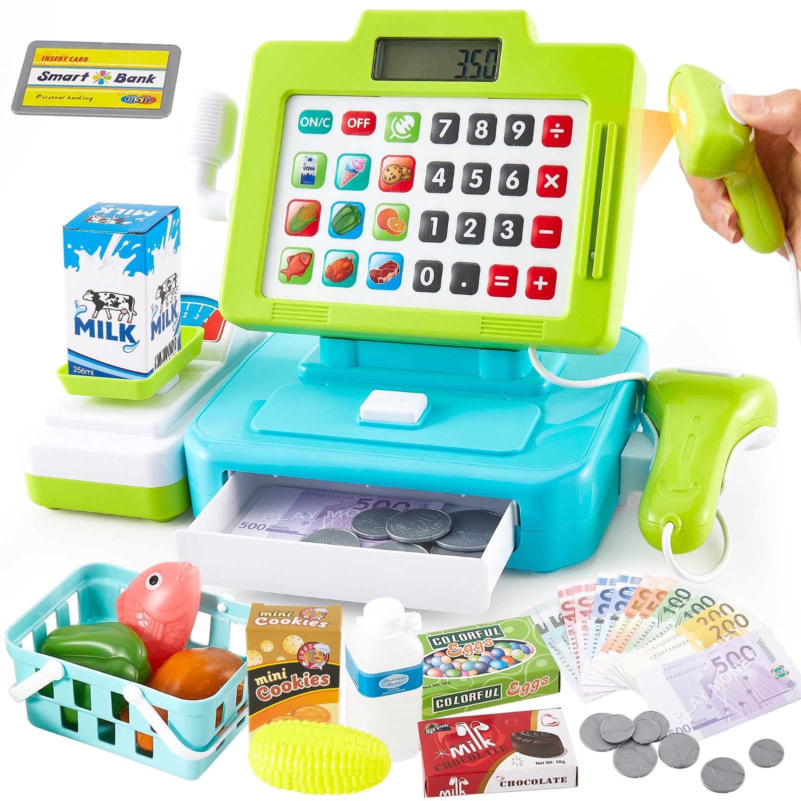 LINFUN KIDS Toy Till Cash Register with Scanner