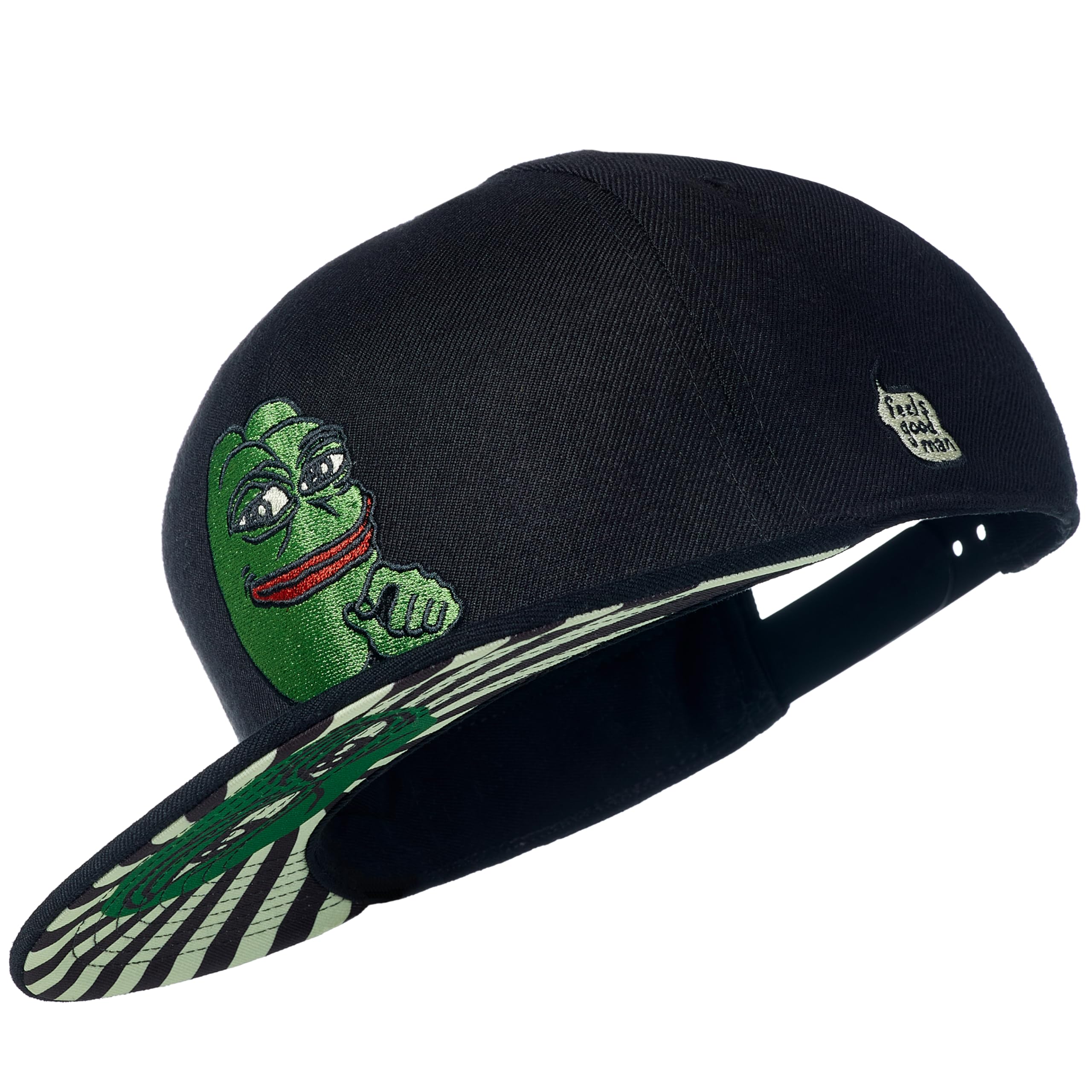 Cadency® Gorra Snapback Pepe Coin, color negro, unisex, talla ajustable, Negro , Talla única