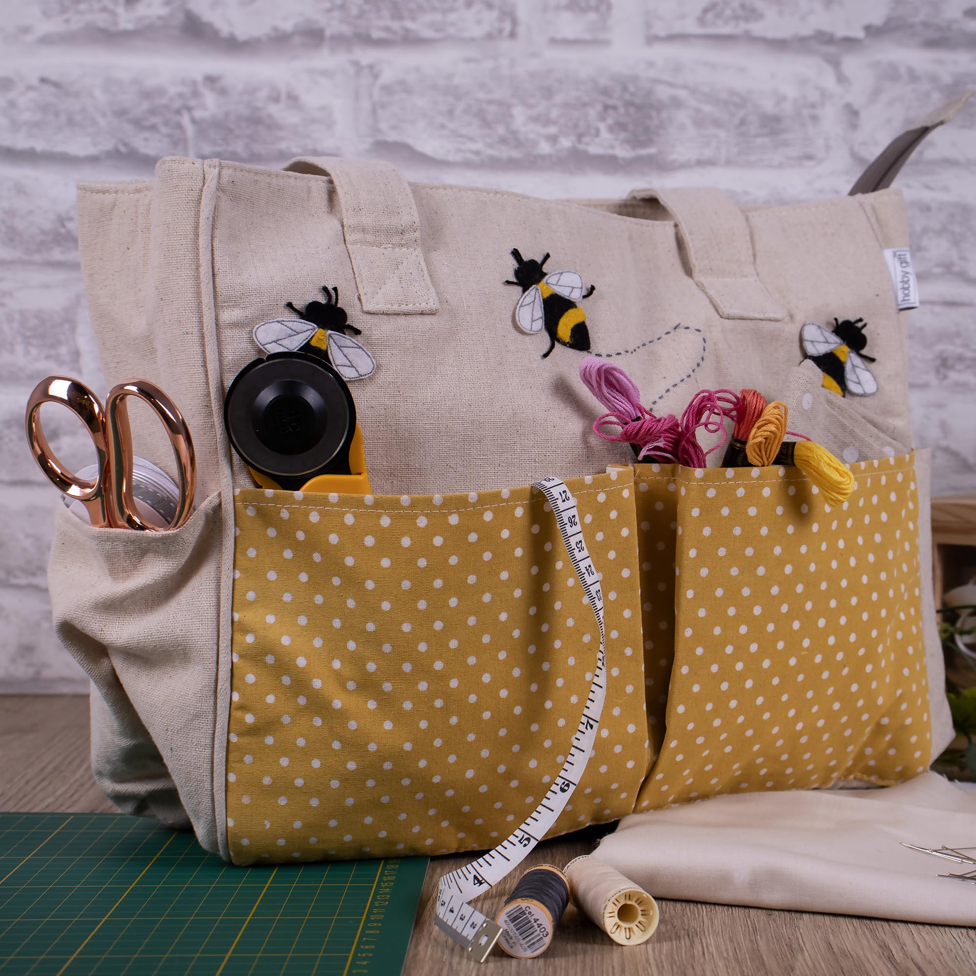 Hobby Gift Sac fourre-tout à bandoulière pour artisanat, passe-temps, couture, Appliqué Abeille